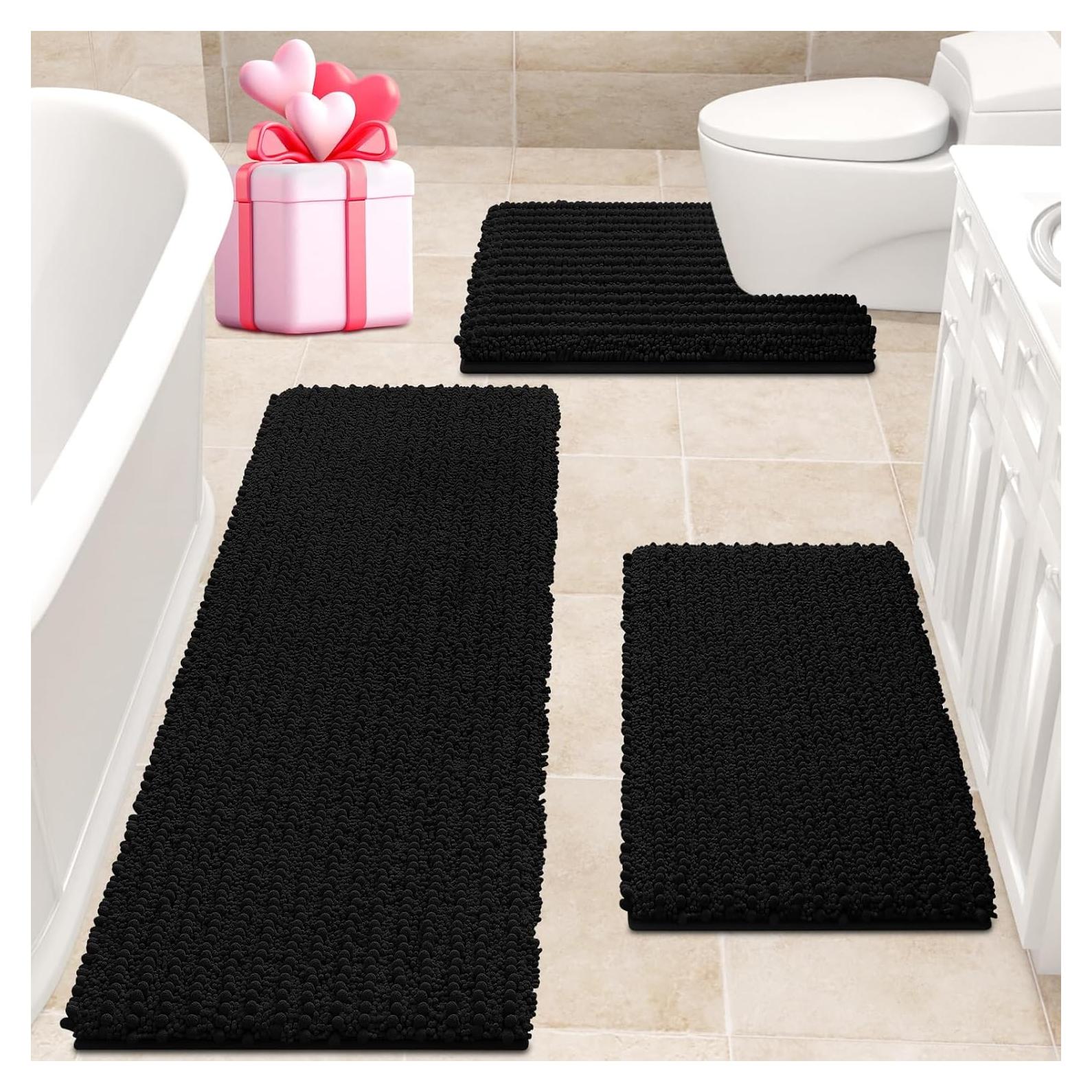 Conjunto de Alfombrillas de Baño ACCUMTEK 3 Piezas Negro