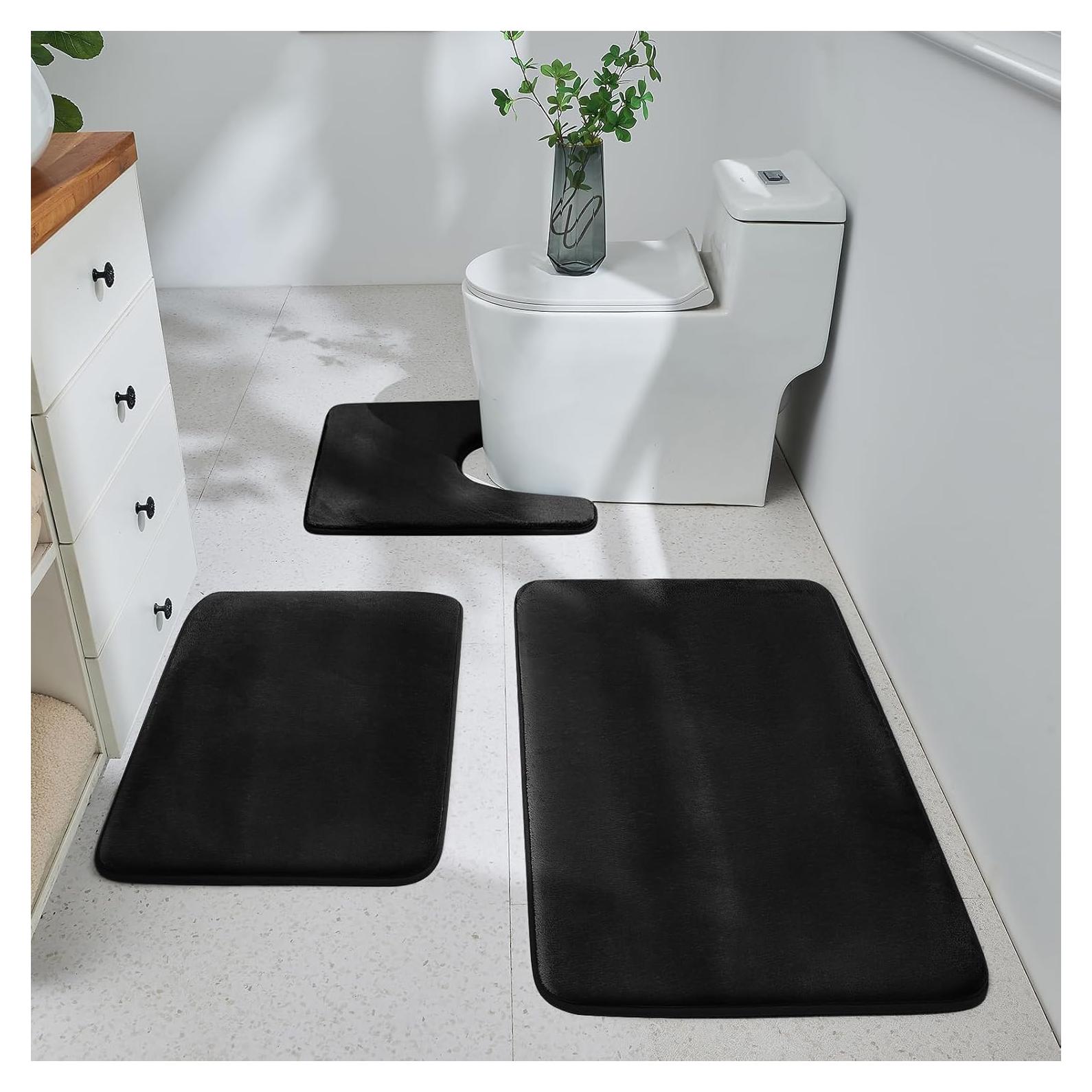 Conjunto de Alfombrillas de Baño HUXMEYSON 3 Piezas Antideslizantes