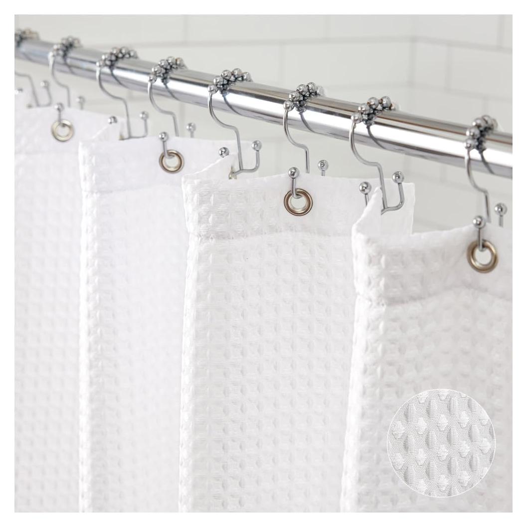 Cortina de Ducha Gorilla Grip Waffle 72x72cm Blanca Resistente