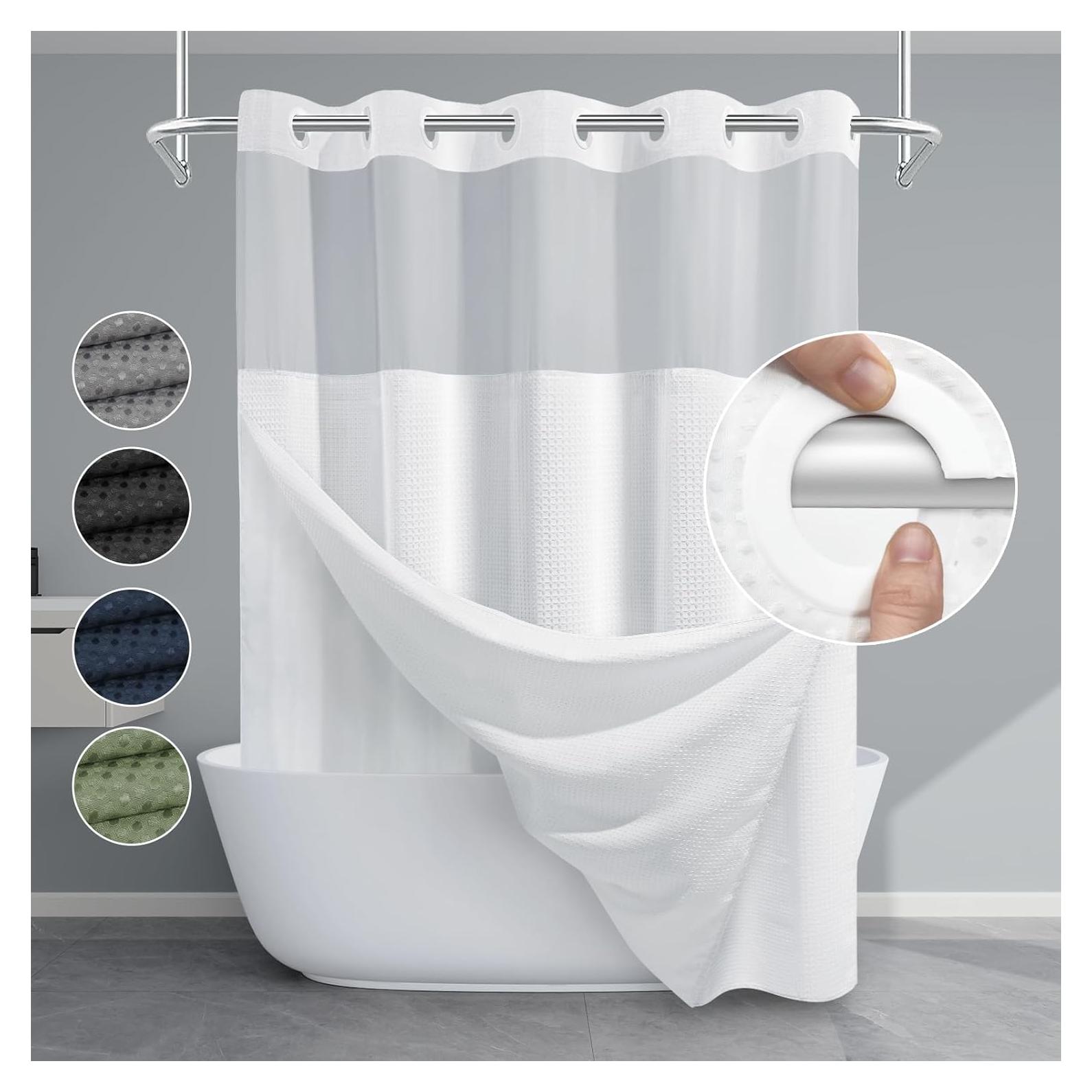 Cortina de Ducha EUTXL Blanca 180x188 cm con Forro a Presión