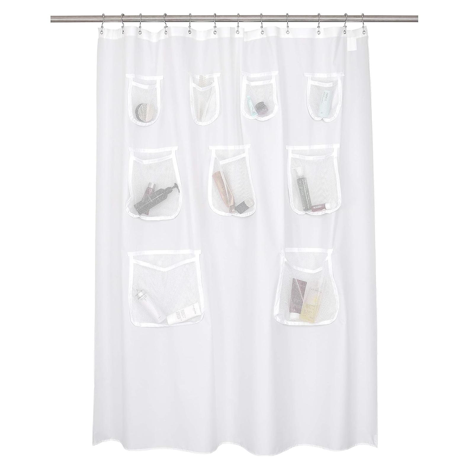 Cortina de Ducha N&Y HOME Blanca Repelente al Agua 180x183 cm