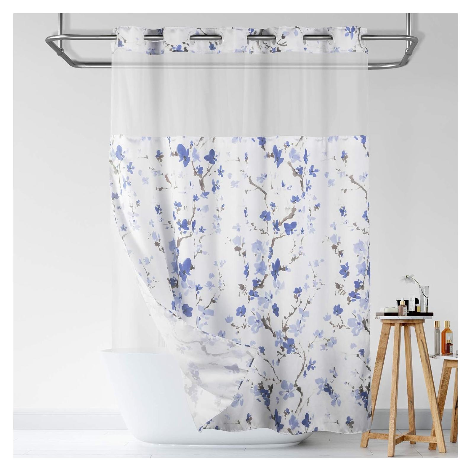 Cortina de Ducha Lagute SnapHook 180x188 cm Floral Azul