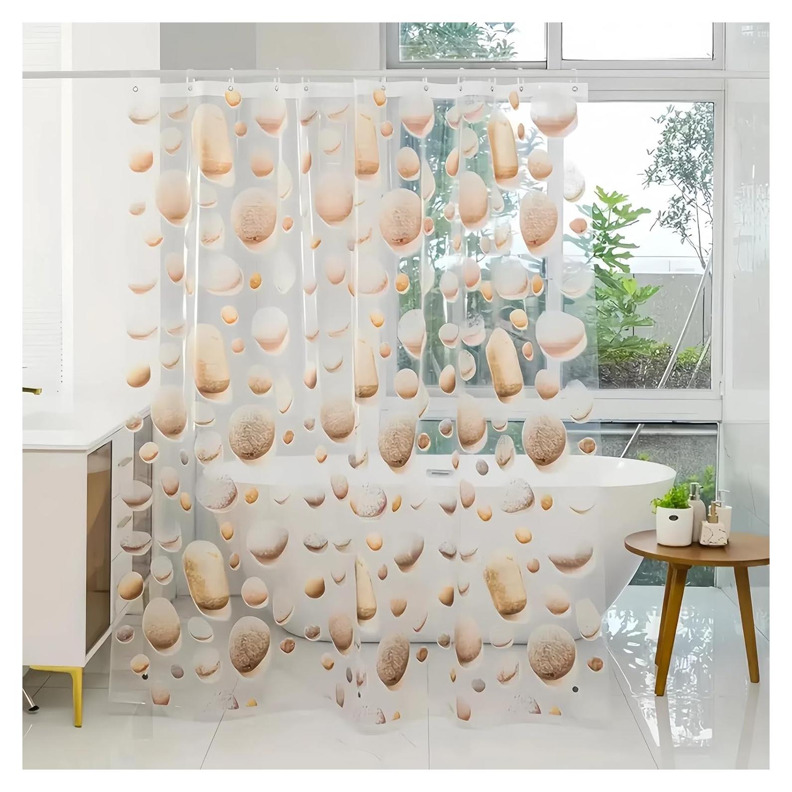 Cortina de Ducha CAPQL 182x182cm Piedras Amarillas Impermeable