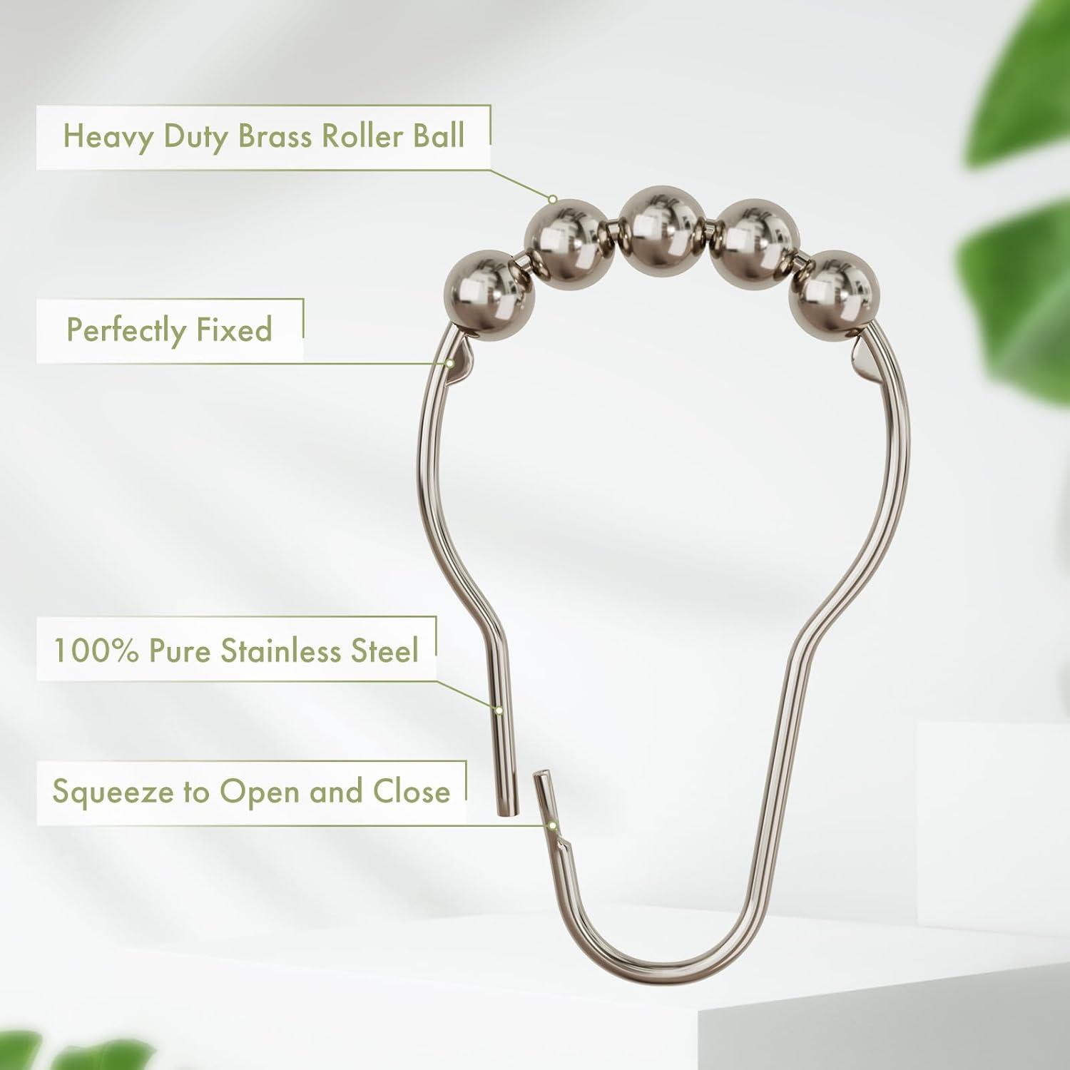 Ganchos para Cortina de Ducha Amazer de Acero Inoxidable - Juego de 12