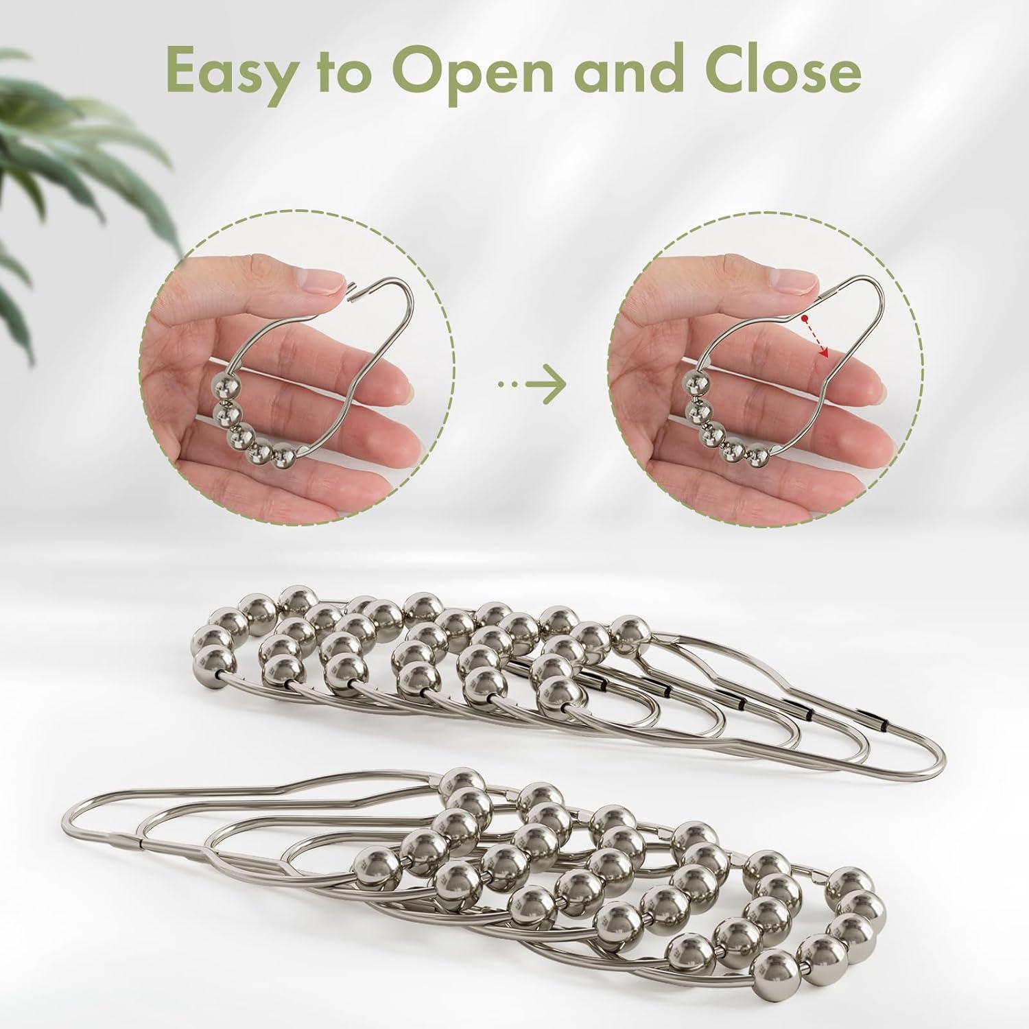 Ganchos para Cortina de Ducha Amazer de Acero Inoxidable - Juego de 12