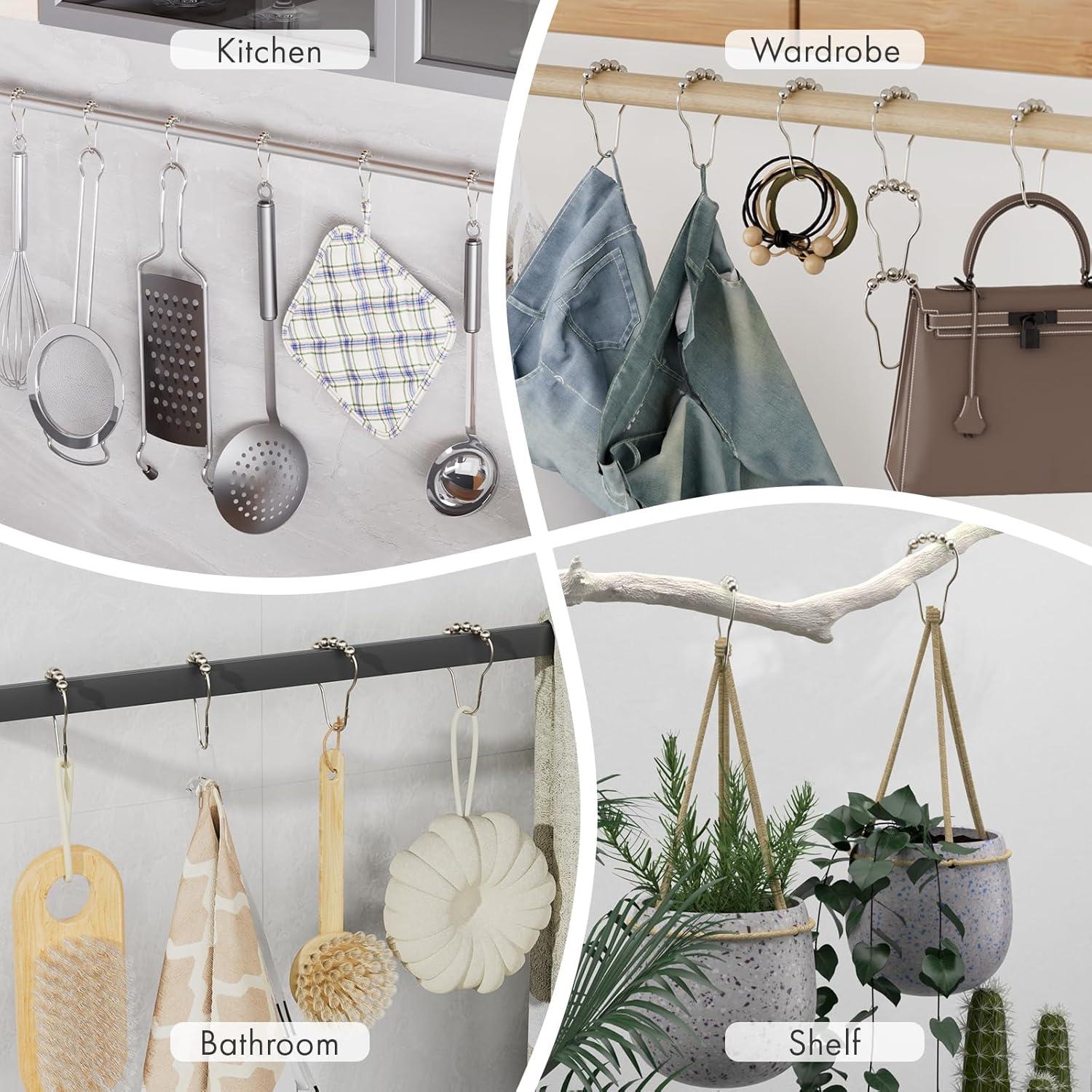 Ganchos para Cortina de Ducha Amazer de Acero Inoxidable - Juego de 12