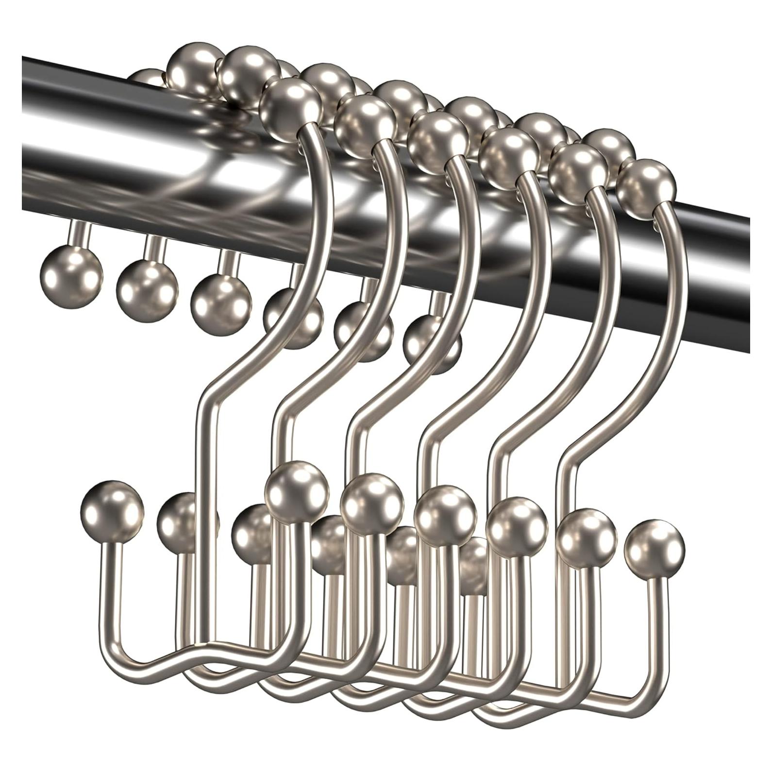 Ganchos de Cortina de Ducha Titanker, Metal Niquelado, Juego de 12