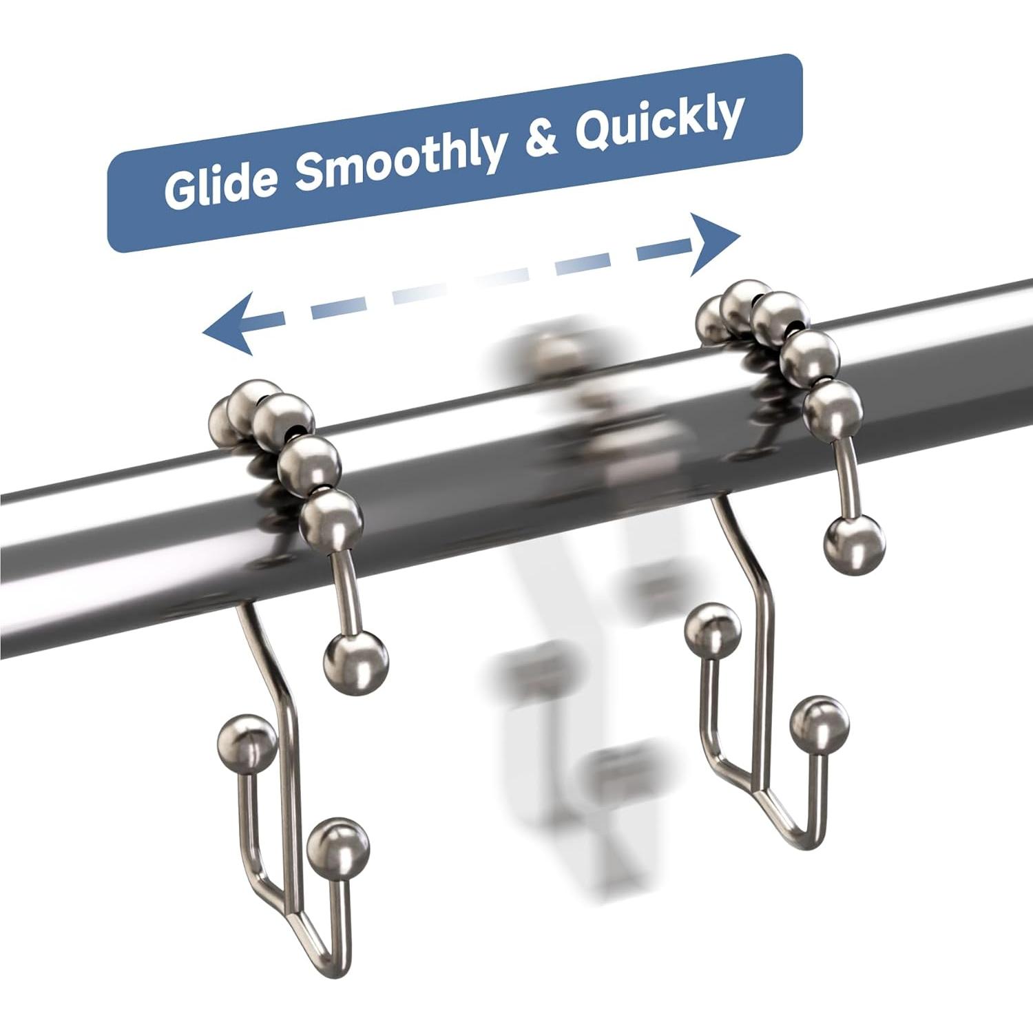 Ganchos de Cortina de Ducha Titanker, Metal Niquelado, Juego de 12