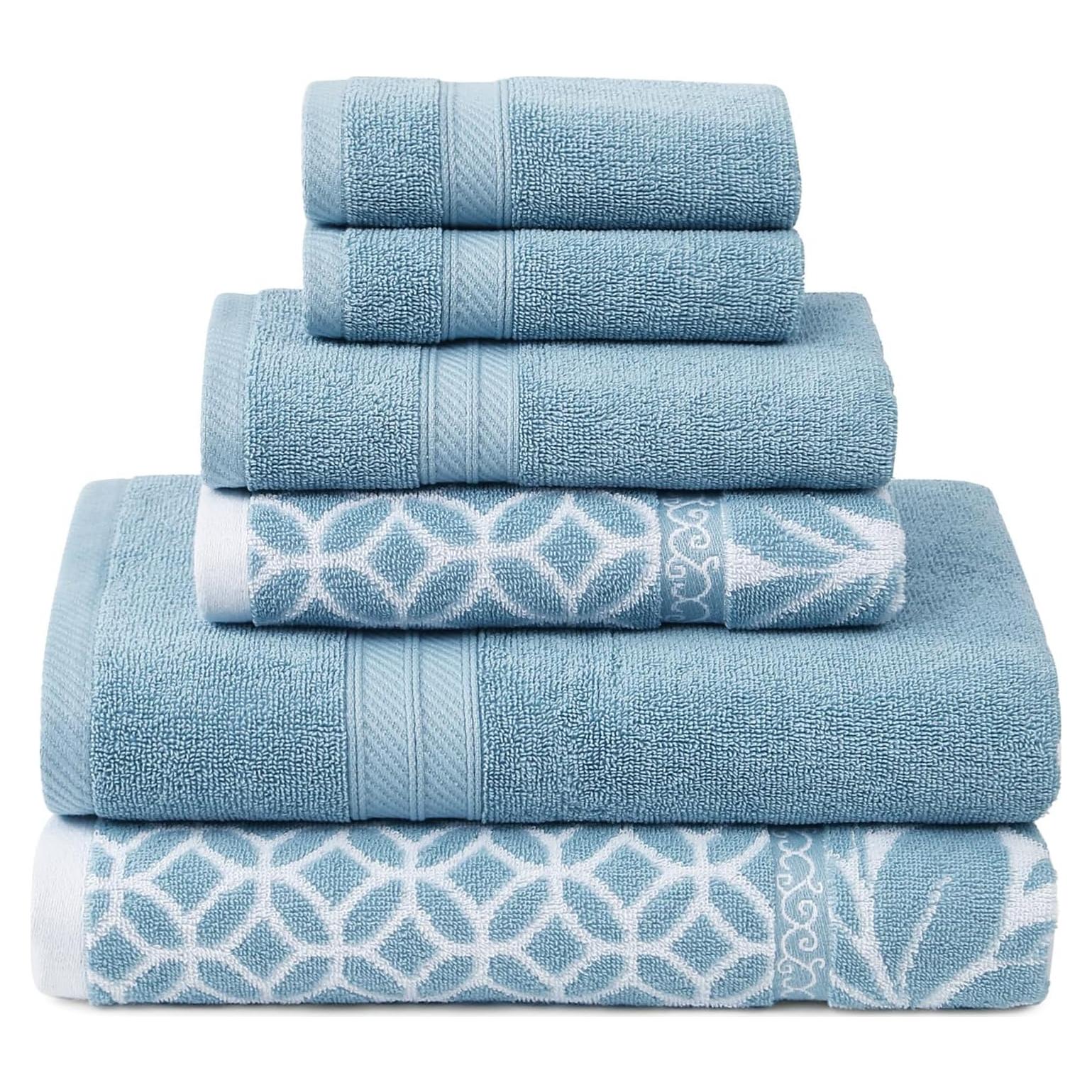 Juego de Toallas Modern Threads 100% Algodón 6 Piezas Azul Cielo
