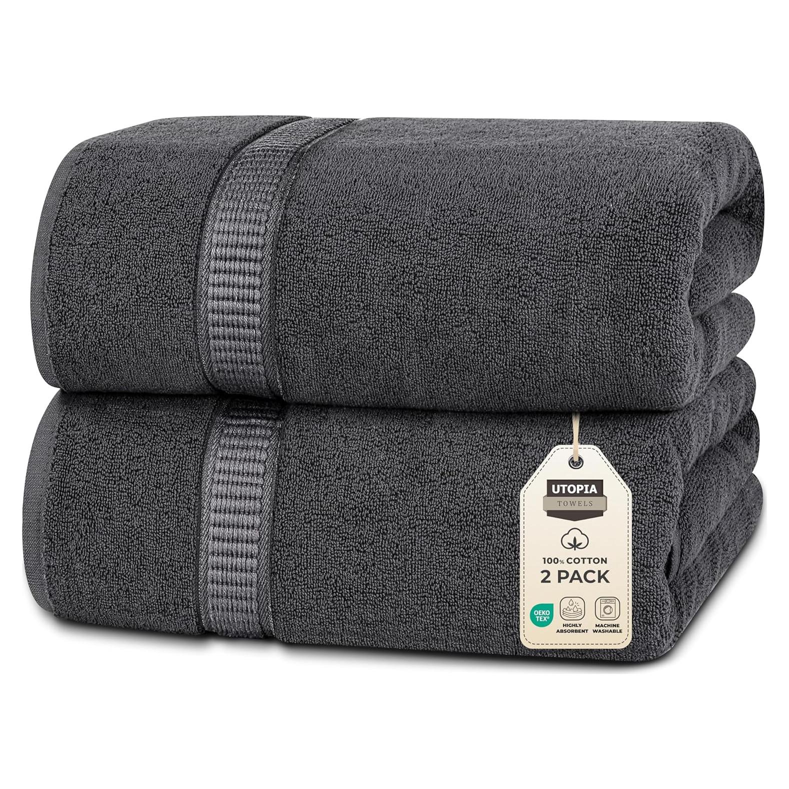 Toallas Utopia Jumbo de Baño 2 Piezas 600 GSM 89x178 cm Gris