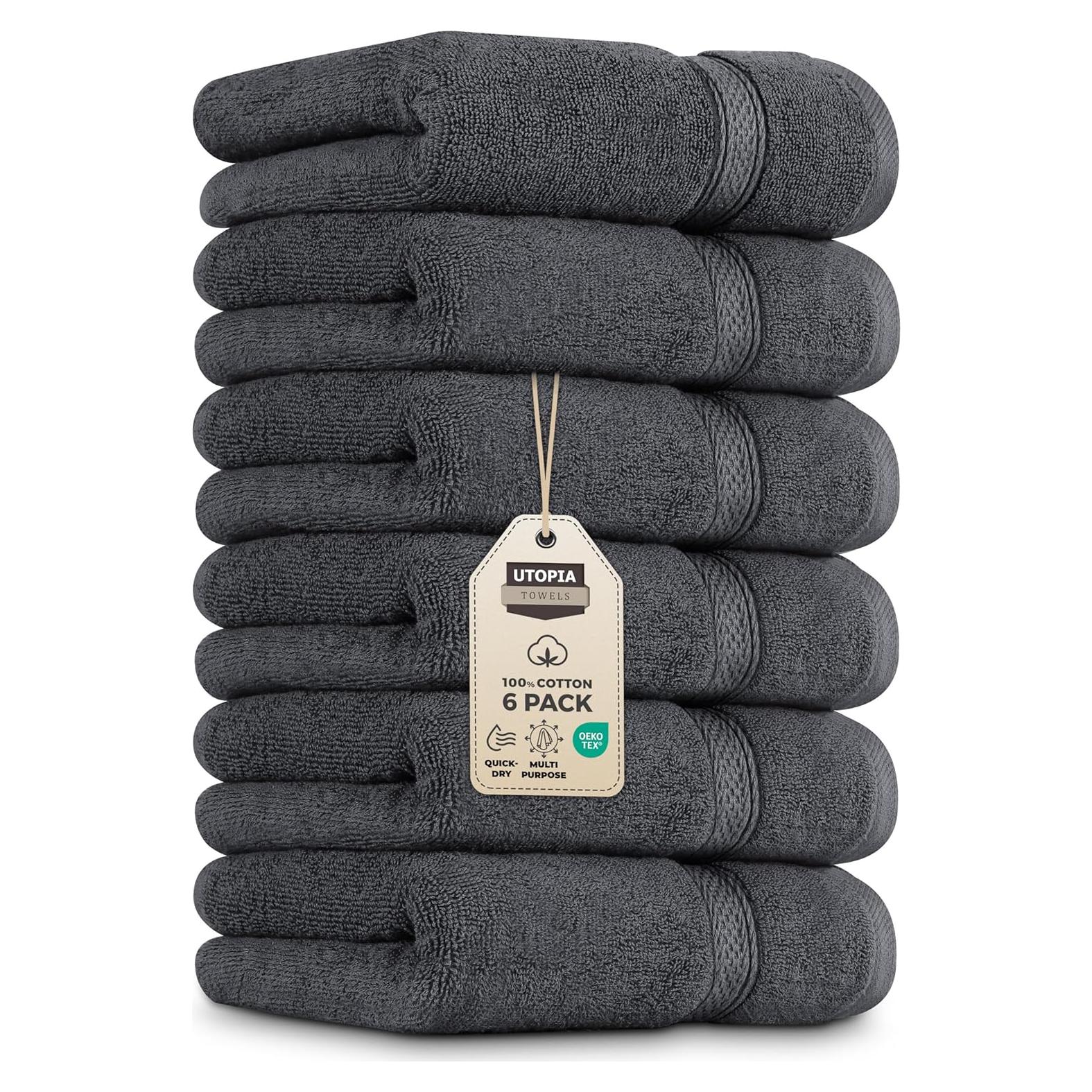 Juego de Toallas de Mano Utopia 6 Piezas 40x71 cm Algodón Gris