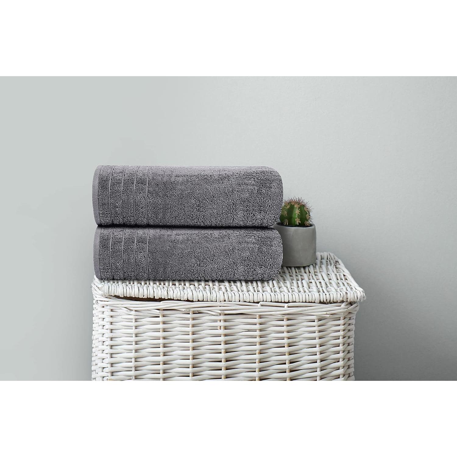 Set de 4 Toallas de Baño 100% Algodón Gris Oscuro 76x152 cm