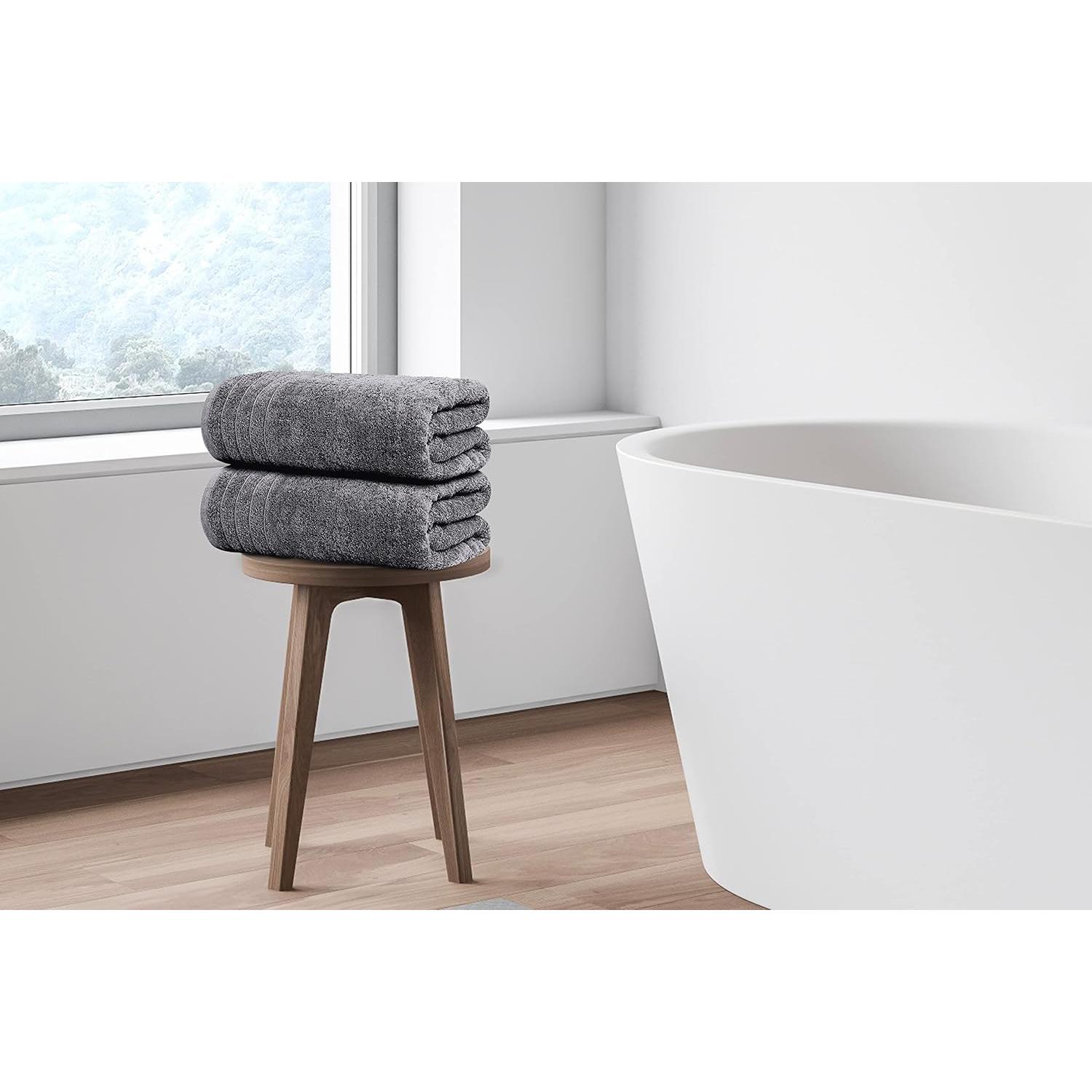 Set de 4 Toallas de Baño 100% Algodón Gris Oscuro 76x152 cm