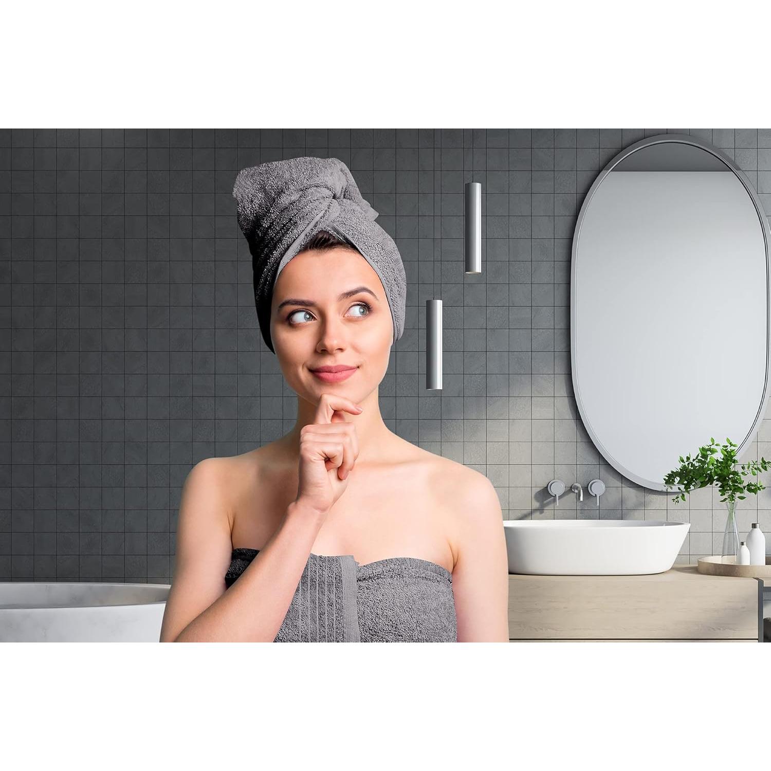 Set de 4 Toallas de Baño 100% Algodón Gris Oscuro 76x152 cm