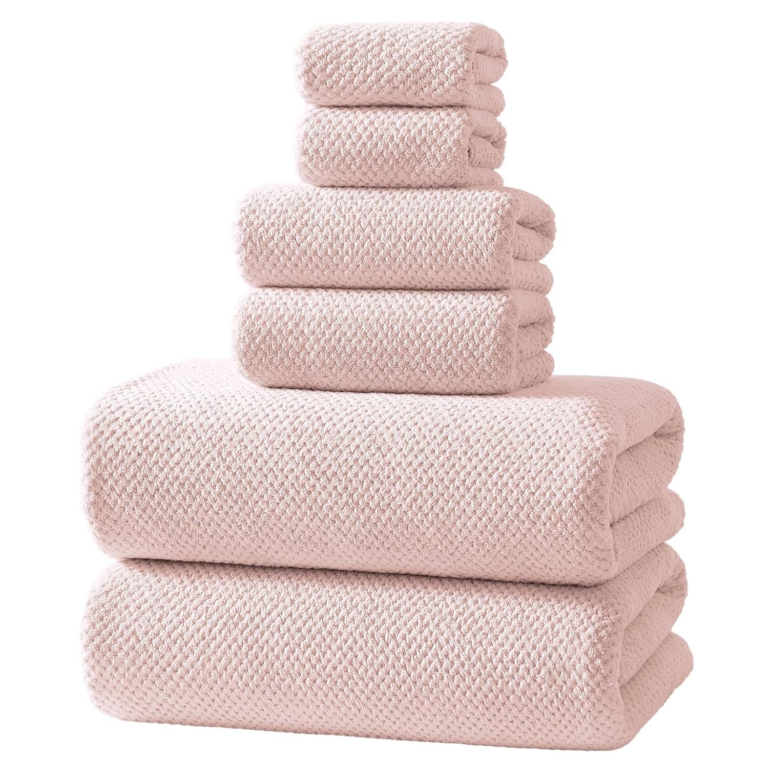 Juego de Toallas de Baño REDKISS Rosa 6 Piezas Microfibra Premium