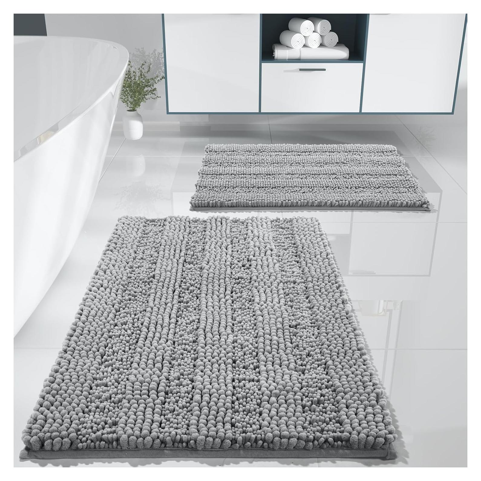 Conjunto de Alfombrillas de Baño Yimobra 2 Piezas Gris Chenilla