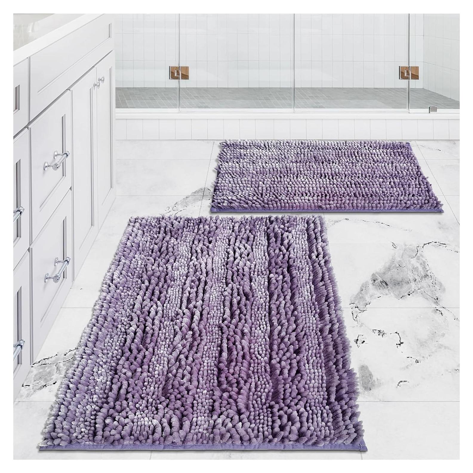 Conjunto de Alfombrillas de Baño Civkor 2 Piezas Chenille 40x60 y 50x80 cm