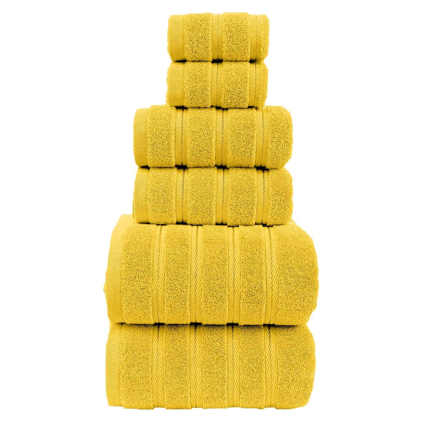 Juego de Toallas de Baño ZISH - 6 Piezas Algodón Turco Amarillo