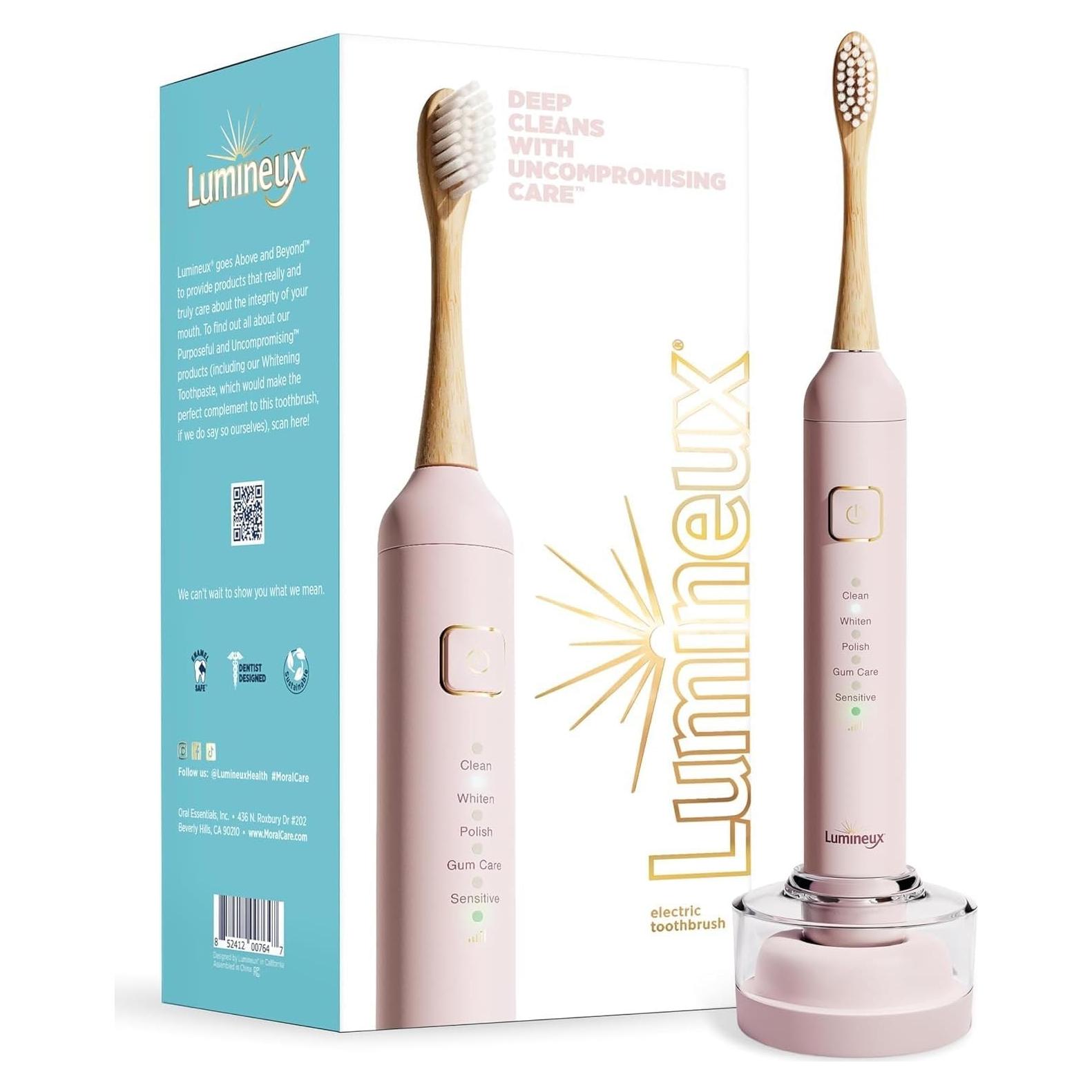 Cepillo de Dientes Eléctrico Lumineux de Bambú Rosa - 2 Cabezas