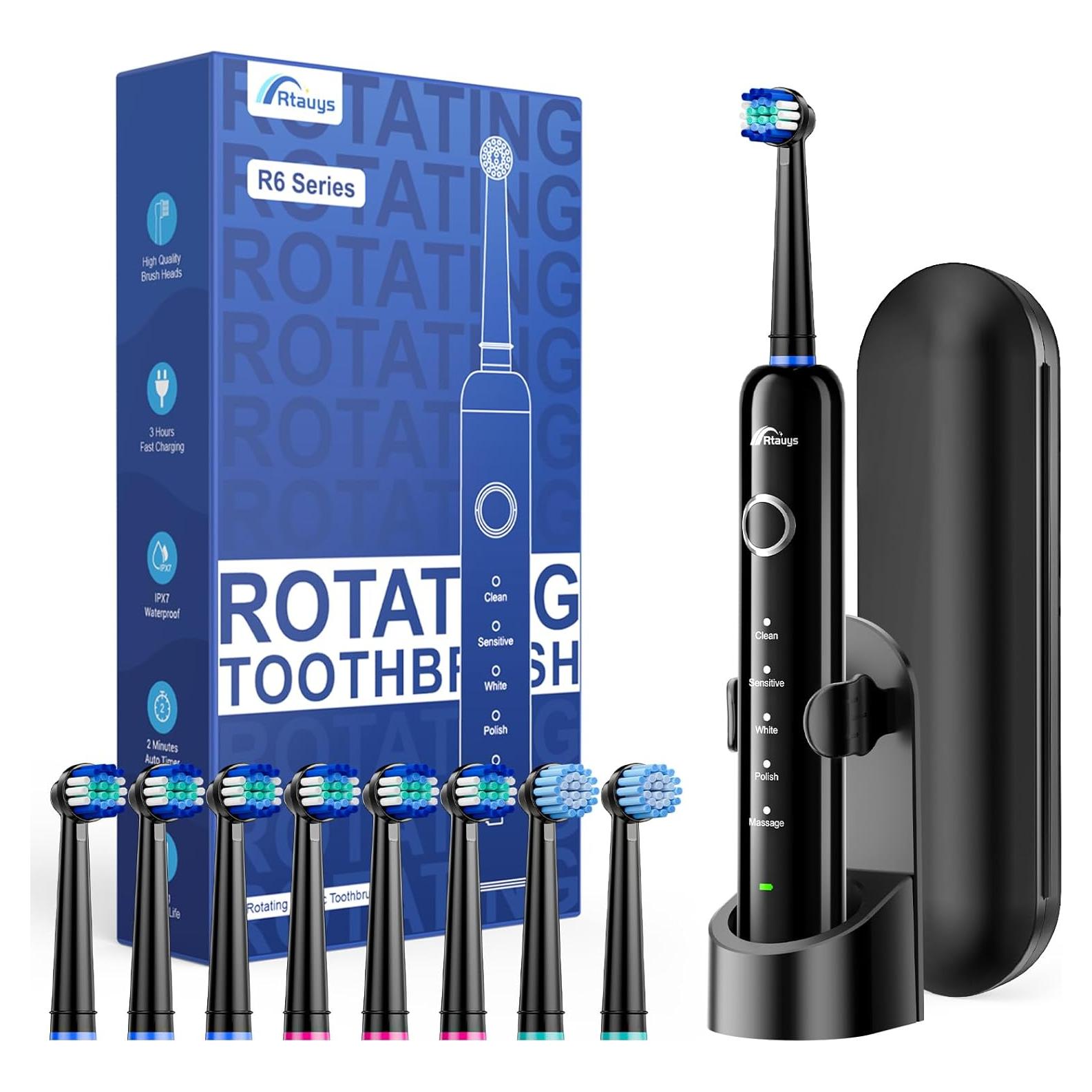 Cepillo de Dientes Eléctrico Rtauys R6 con 8 Cabezas y 5 Modos