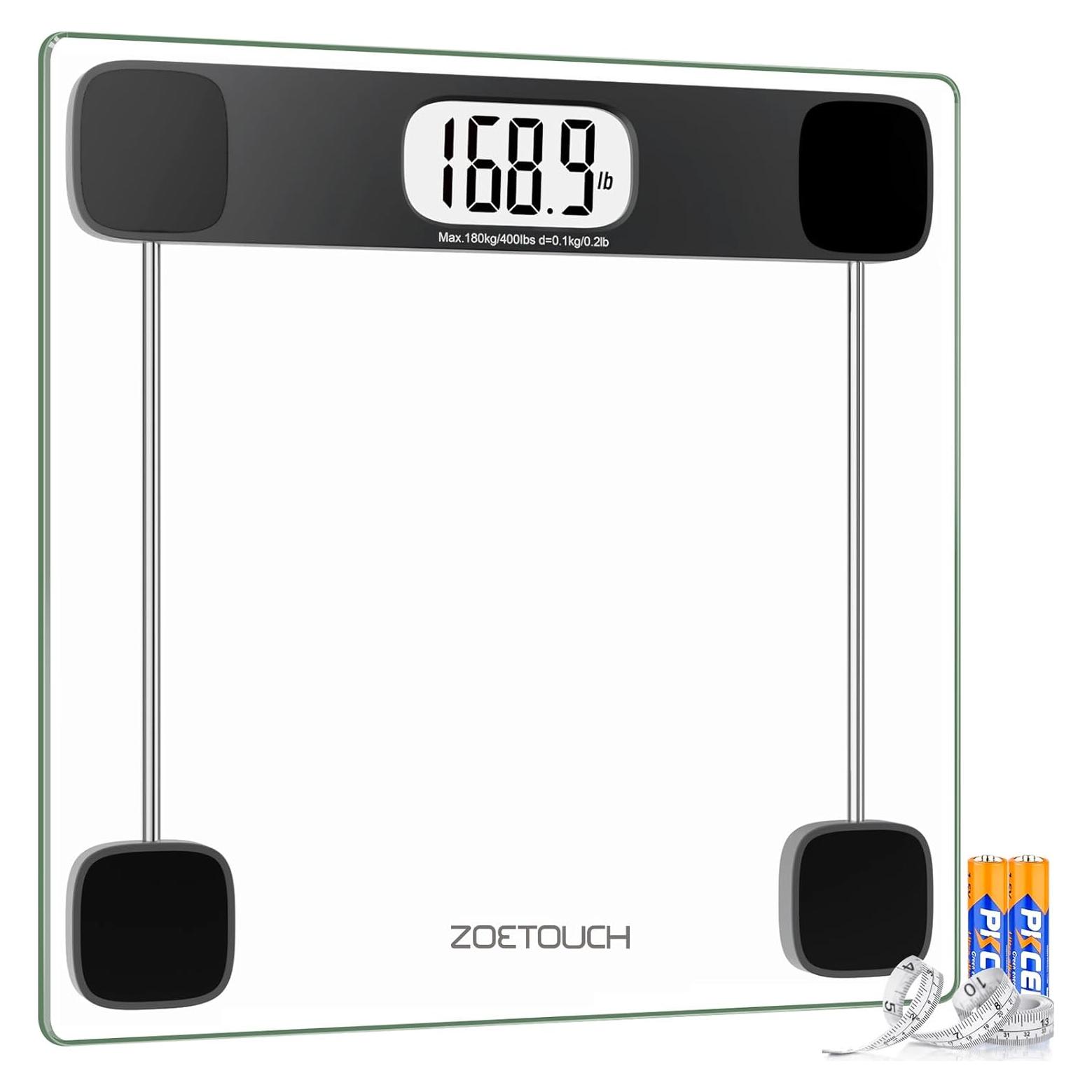 Báscula Digital ZOETOUCH 181 kg Vidrio Templado LCD Retroiluminada