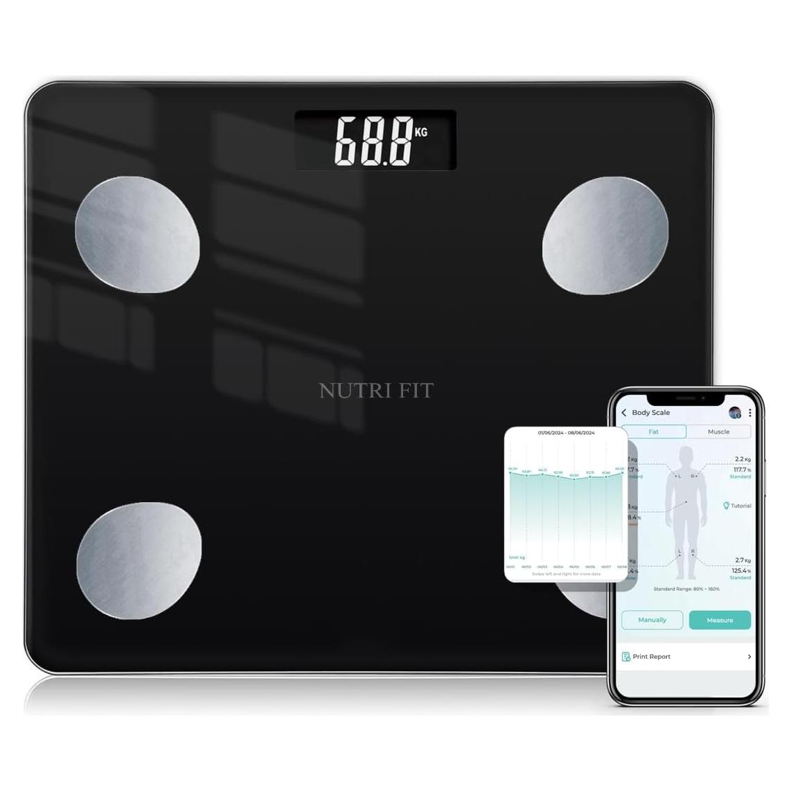 Balanza Digital Inteligente NUTRI FIT 150kg Bluetooth IMC