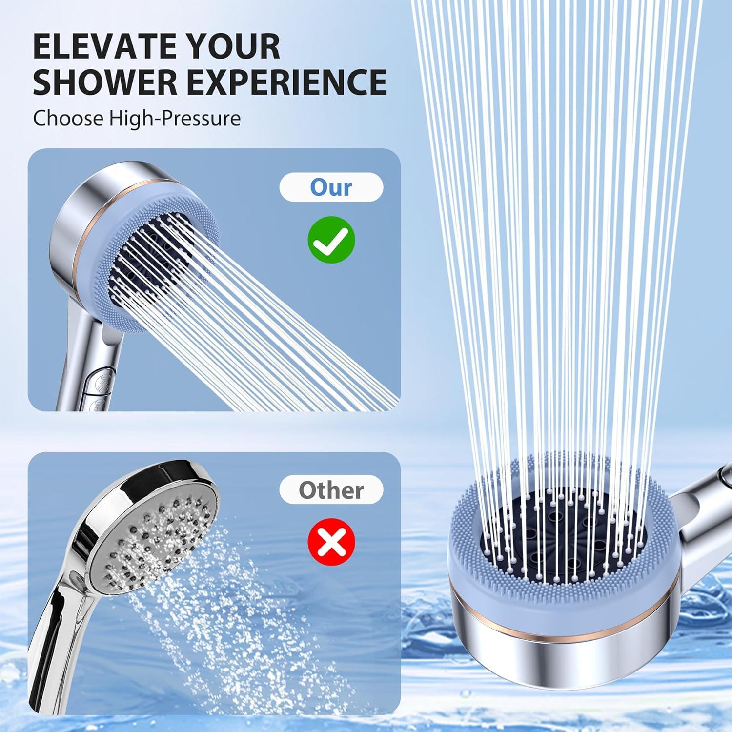 Cabezal de Ducha Filtrado QCHZON con 4 Modos y Manguera 150 cm