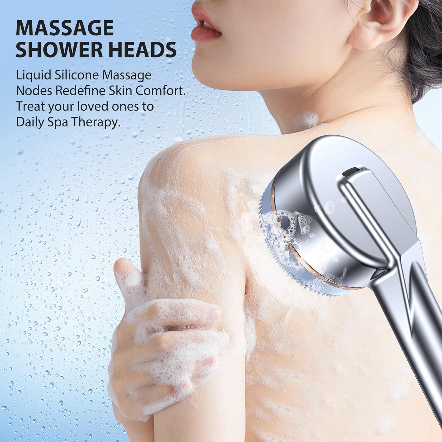 Cabezal de Ducha Filtrado QCHZON con 4 Modos y Manguera 150 cm