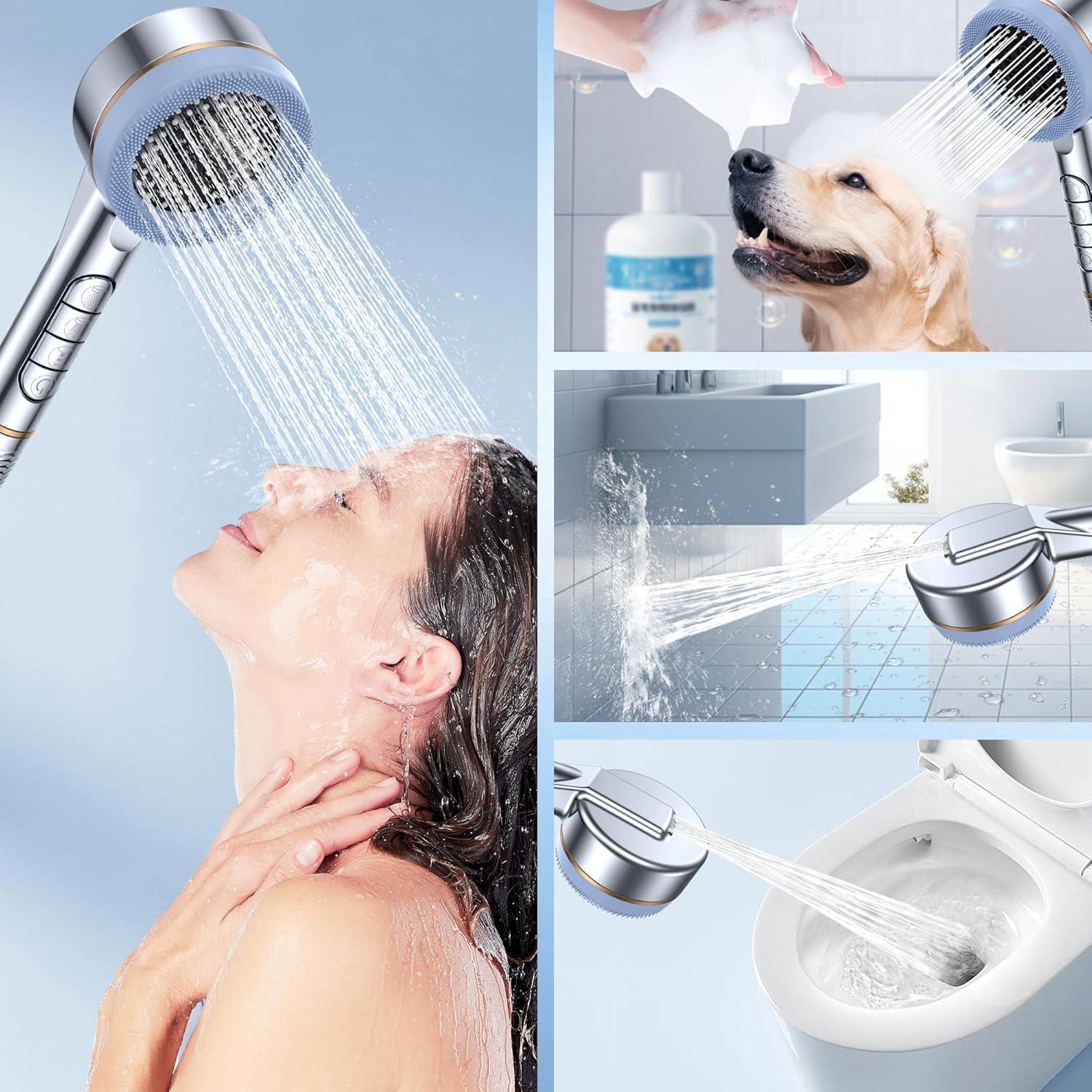 Cabezal de Ducha Filtrado QCHZON con 4 Modos y Manguera 150 cm