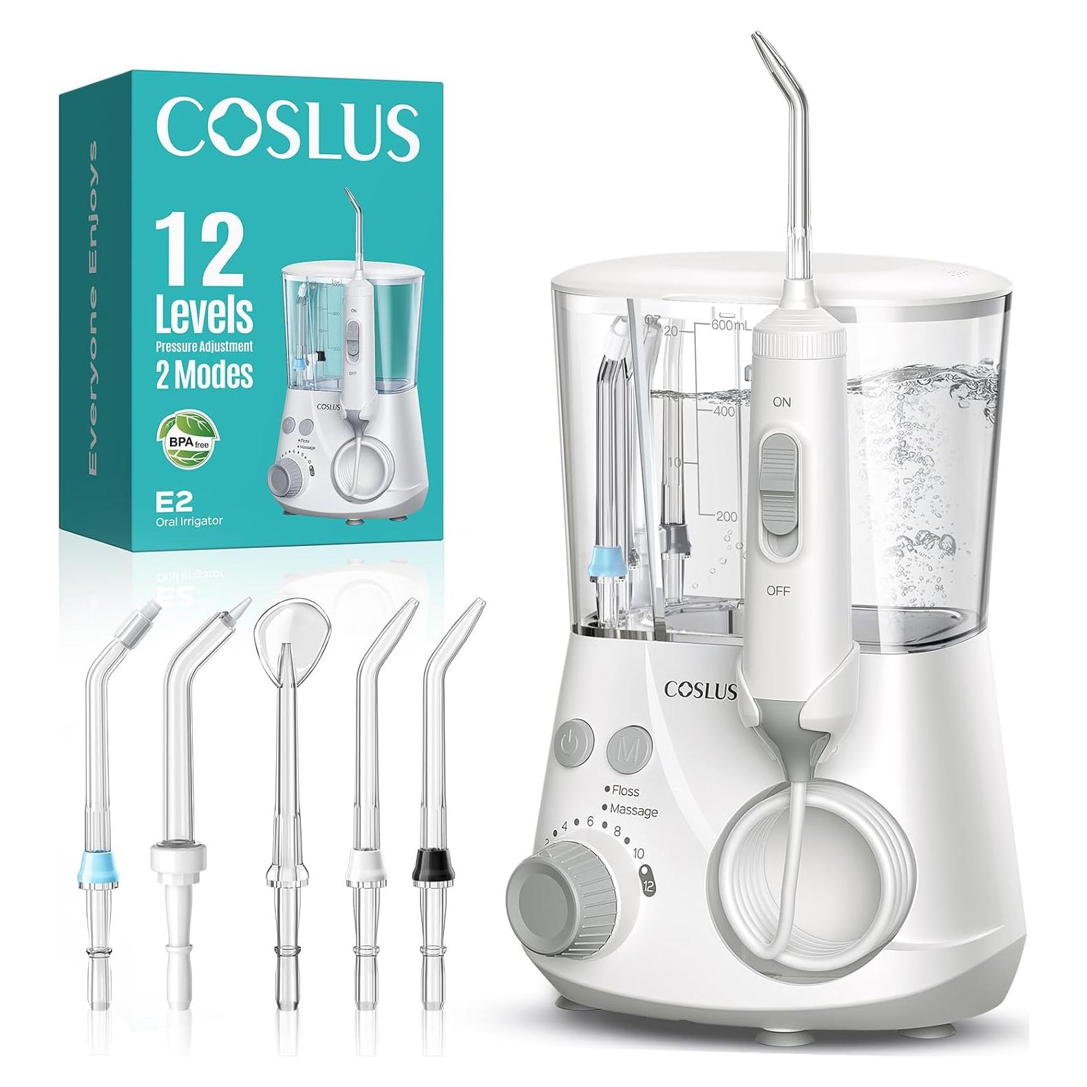 Irrigador Dental COSLUS E2 Blanco - 2 Modos, 12 Presiones, 600ml