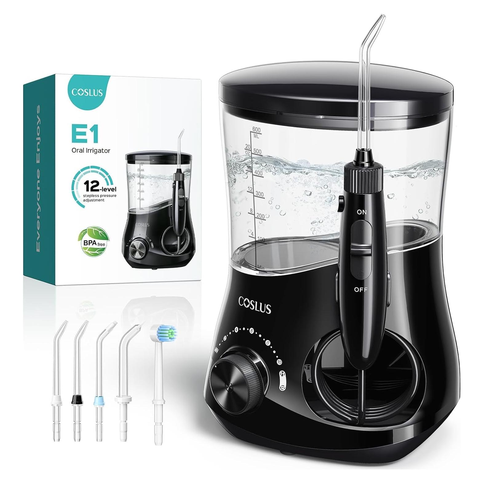 Irrigador Dental Eléctrico COSLUS E1 con 12 Presiones y 600ml