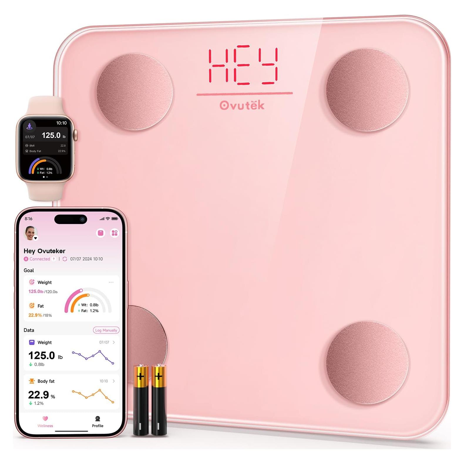 Báscula Inteligente Ovutek Rosa Digital BMI 181 kg con App