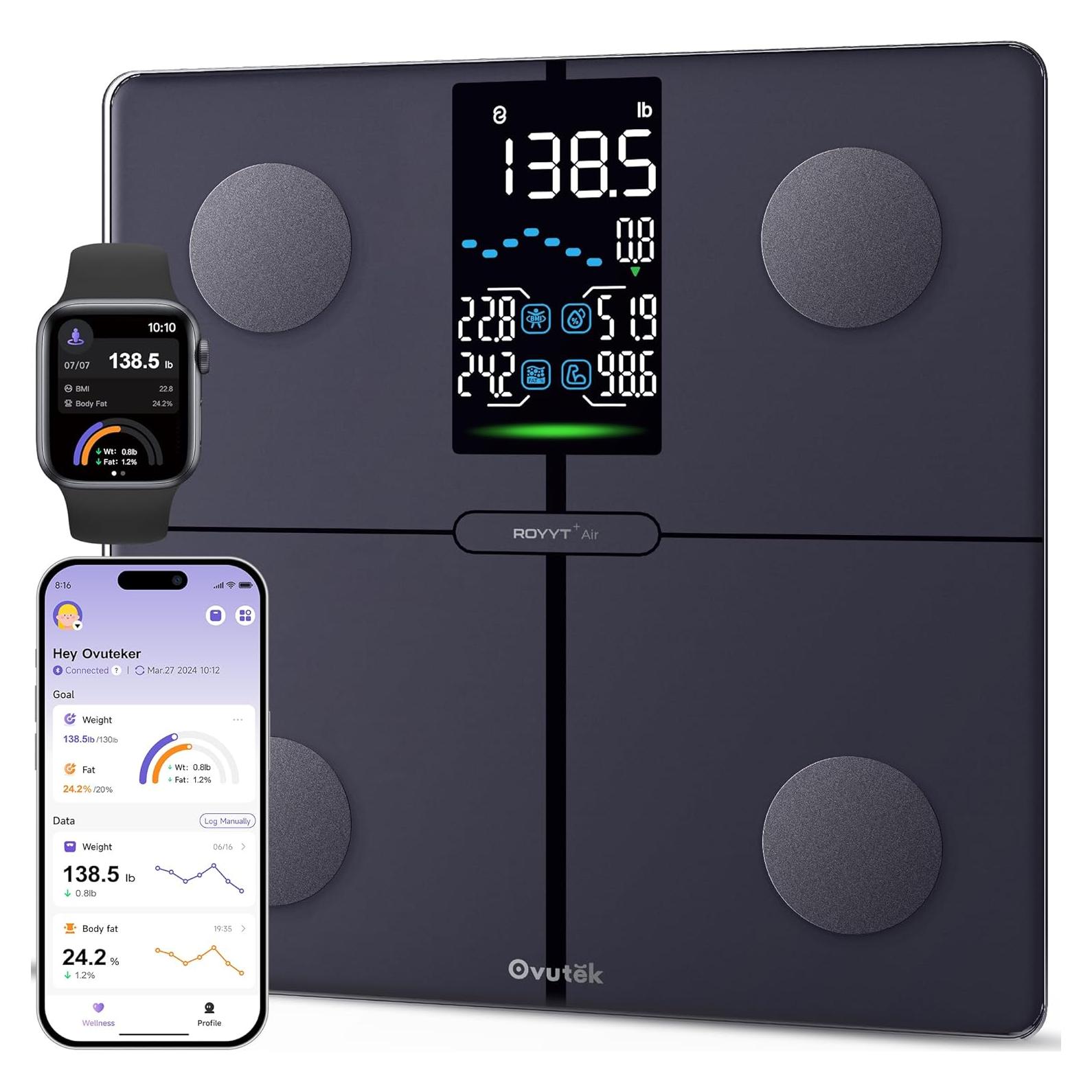 Báscula Inteligente Ovutek para Peso Corporal y Grasa 0.02kg