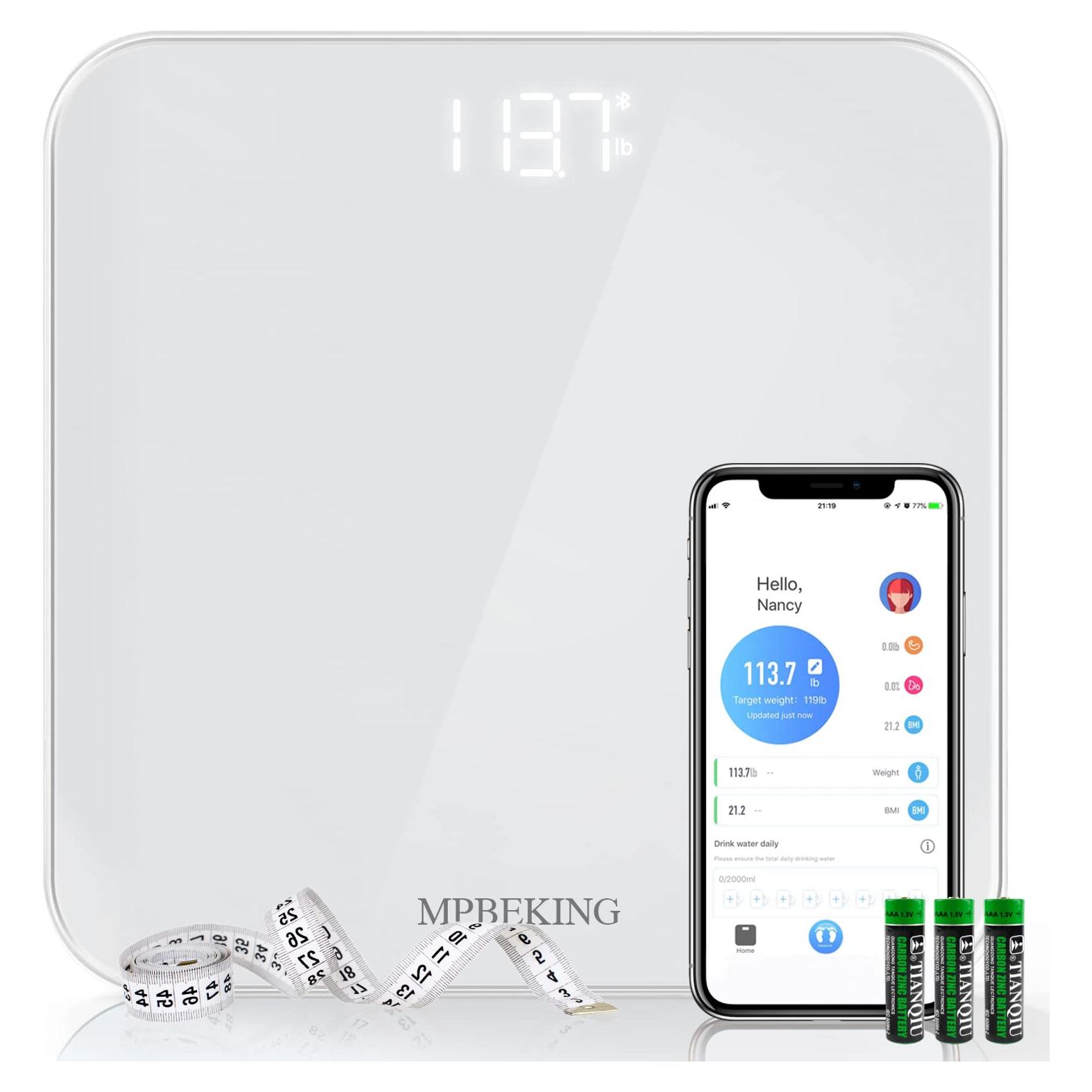 Báscula Digital Bluetooth MPBEKING 181kg LCD Blanca