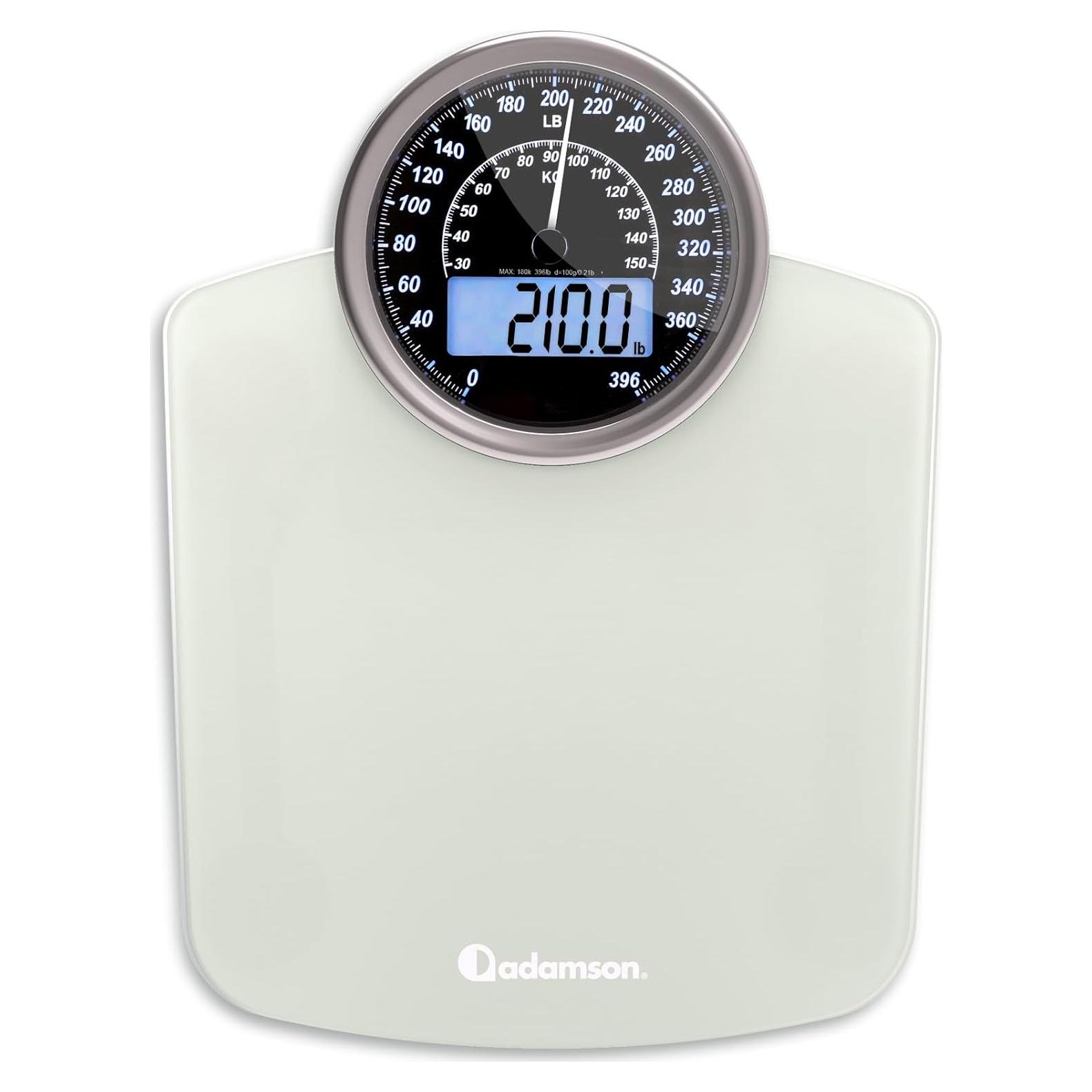 Báscula Híbrida Adamson Digital y Analógica 180 kg Vidrio Templado