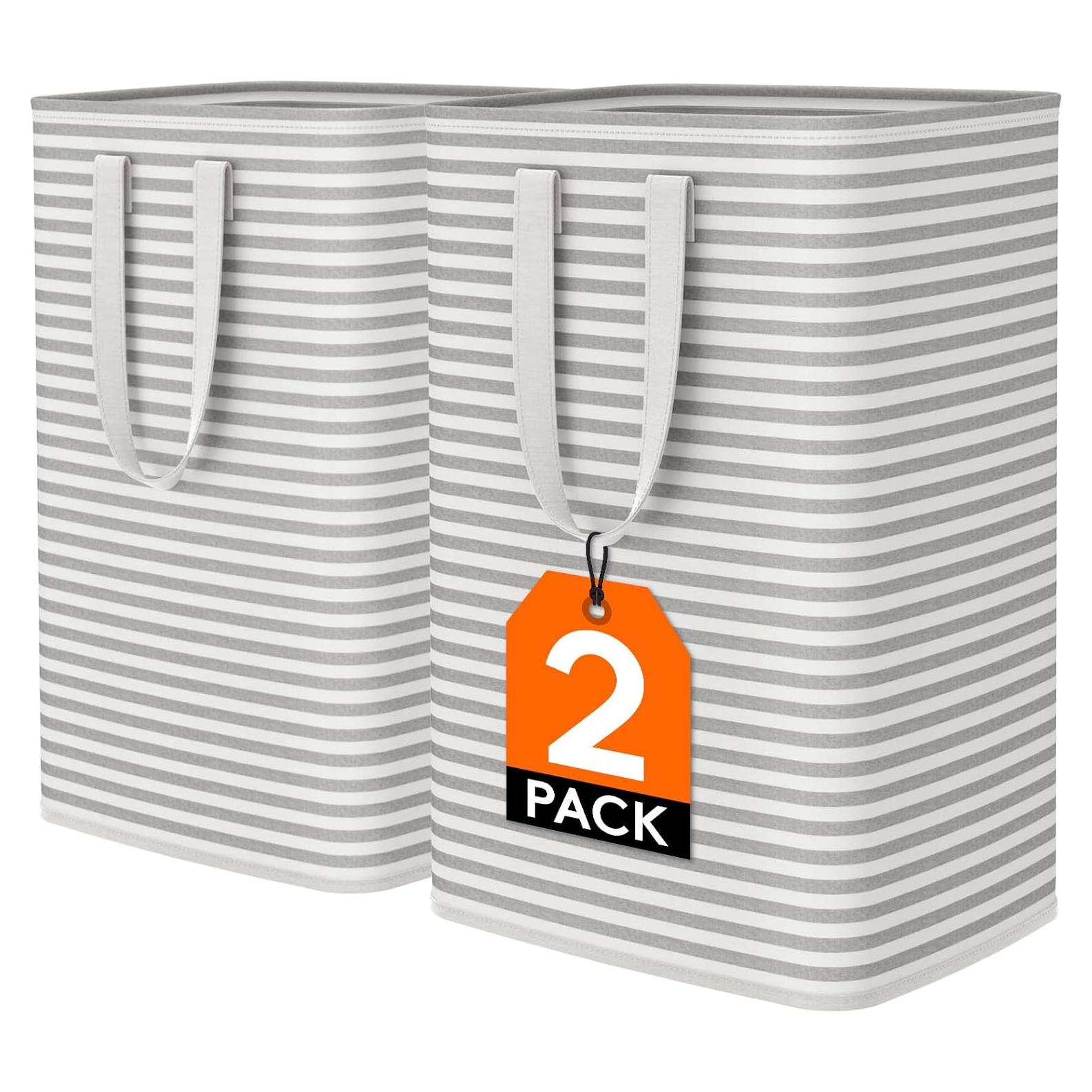 Cesta de Ropa Plegable Lifewit 2 Pack 80L Impermeable Gris