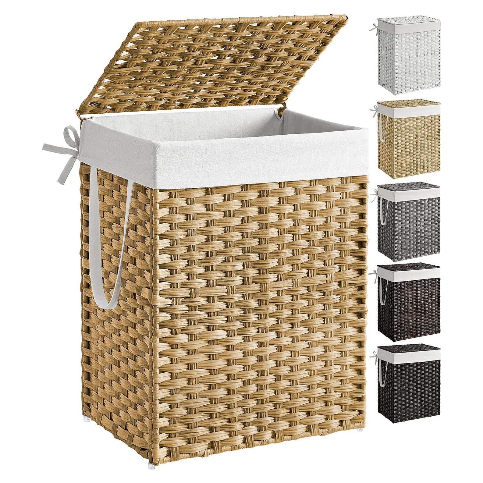 Cesta de Ropa Plegable SONGMICS 90L Amarillo con Tapa