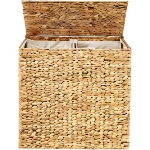 Cesto de Ropa Doble con Tapa Mejor Opción 61x32cm Natural