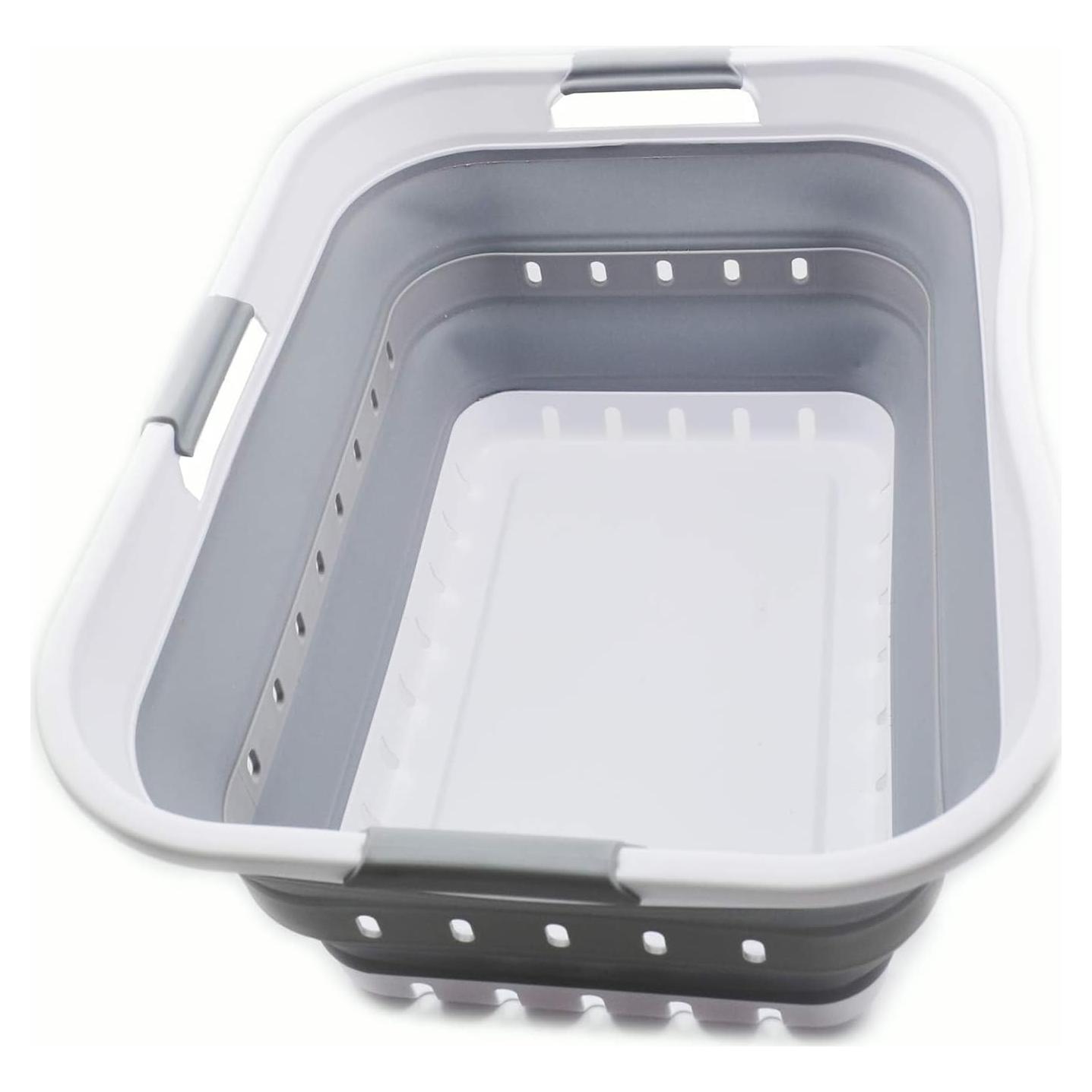 Canasta de Ropa Plegable SAMMART 42L Blanco/Gris - Organizador Compacto