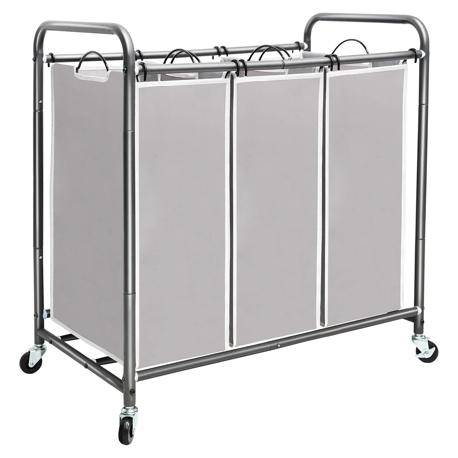 Carro Clasificador de Ropa STORAGE MANIAC 3 Secciones Gris 136L