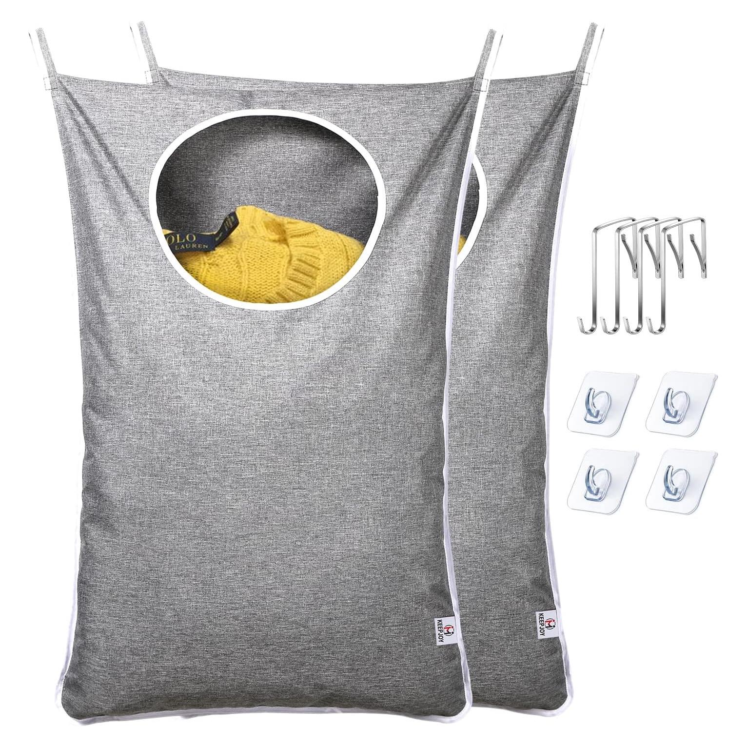 Bolsa de Lavandería Colgante KEEPJOY 2 Piezas Gris 72L