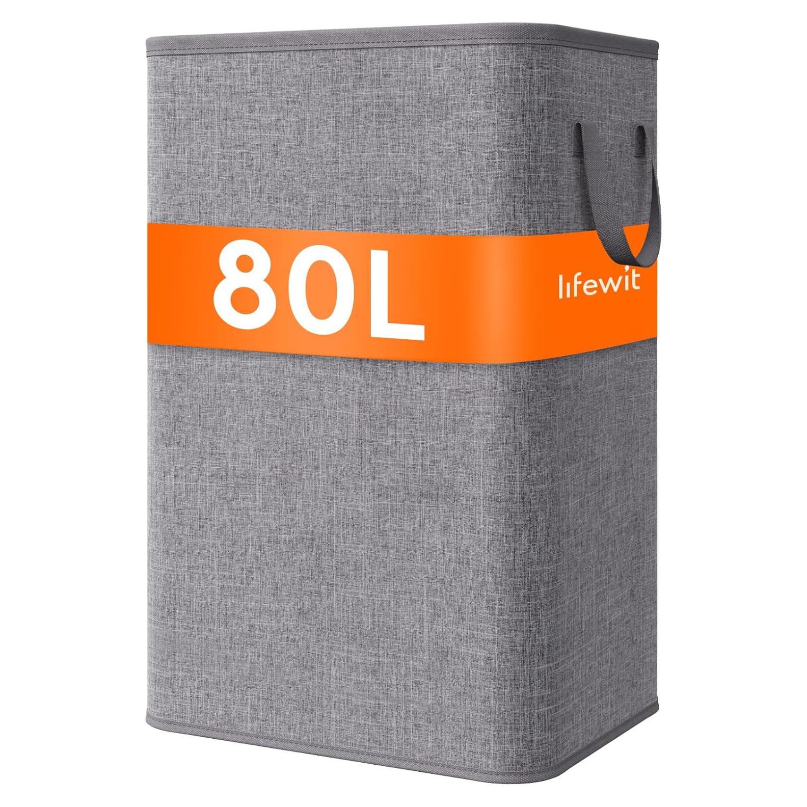 Cesta de Ropa Plegable Lifewit 80L Gris Claro para Lavandería