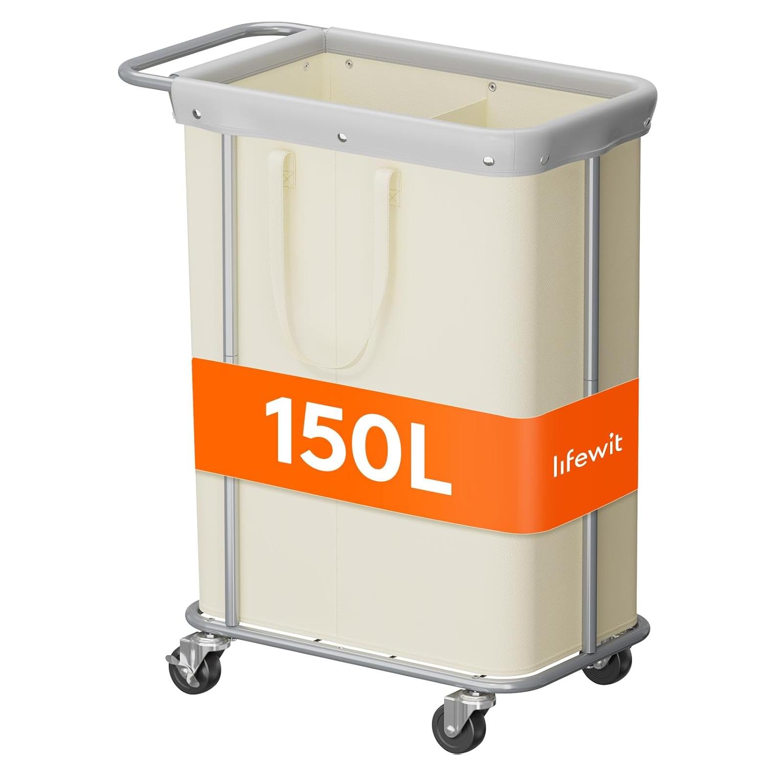 Cesta de Ropa Rodante Lifewit 150L con Ruedas y Divisiones
