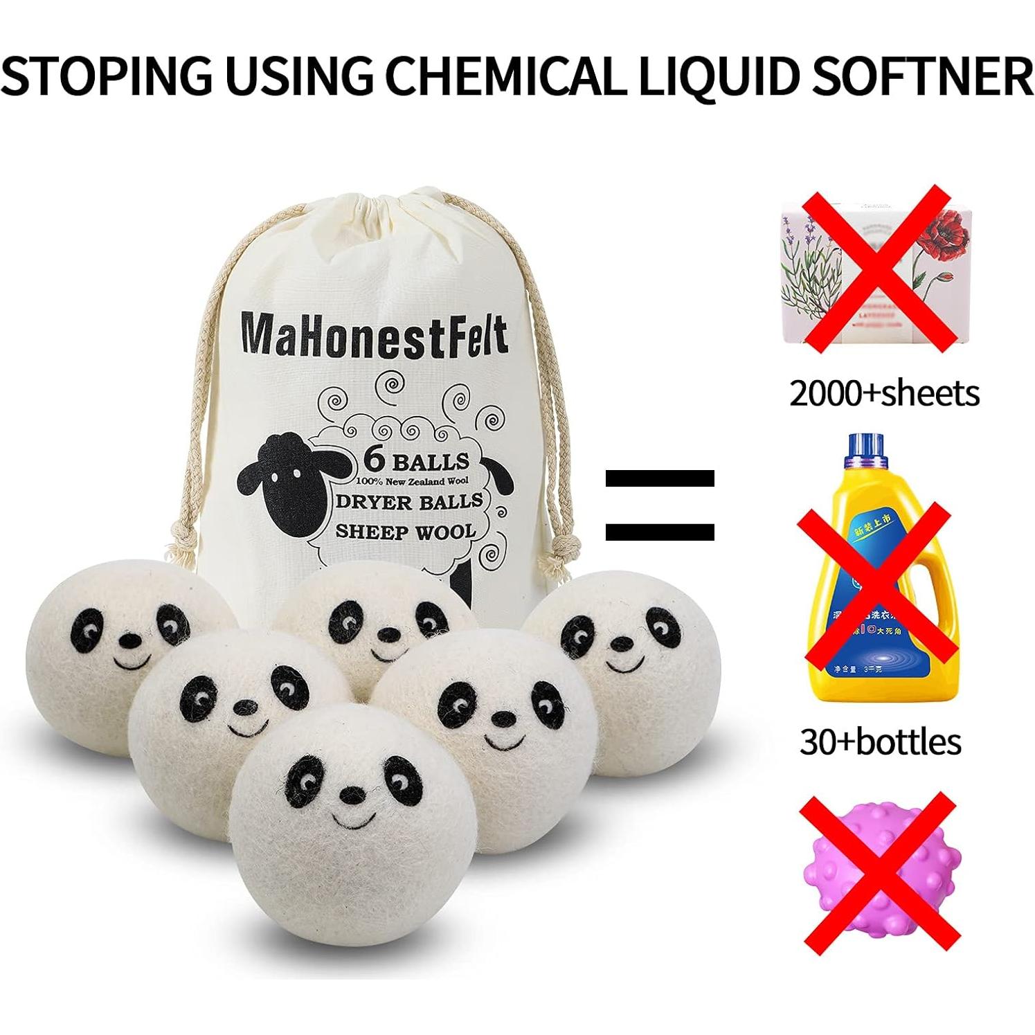 Bolas de Secadora de Lana MaHonestFelt - 6 Unidades Reutilizables