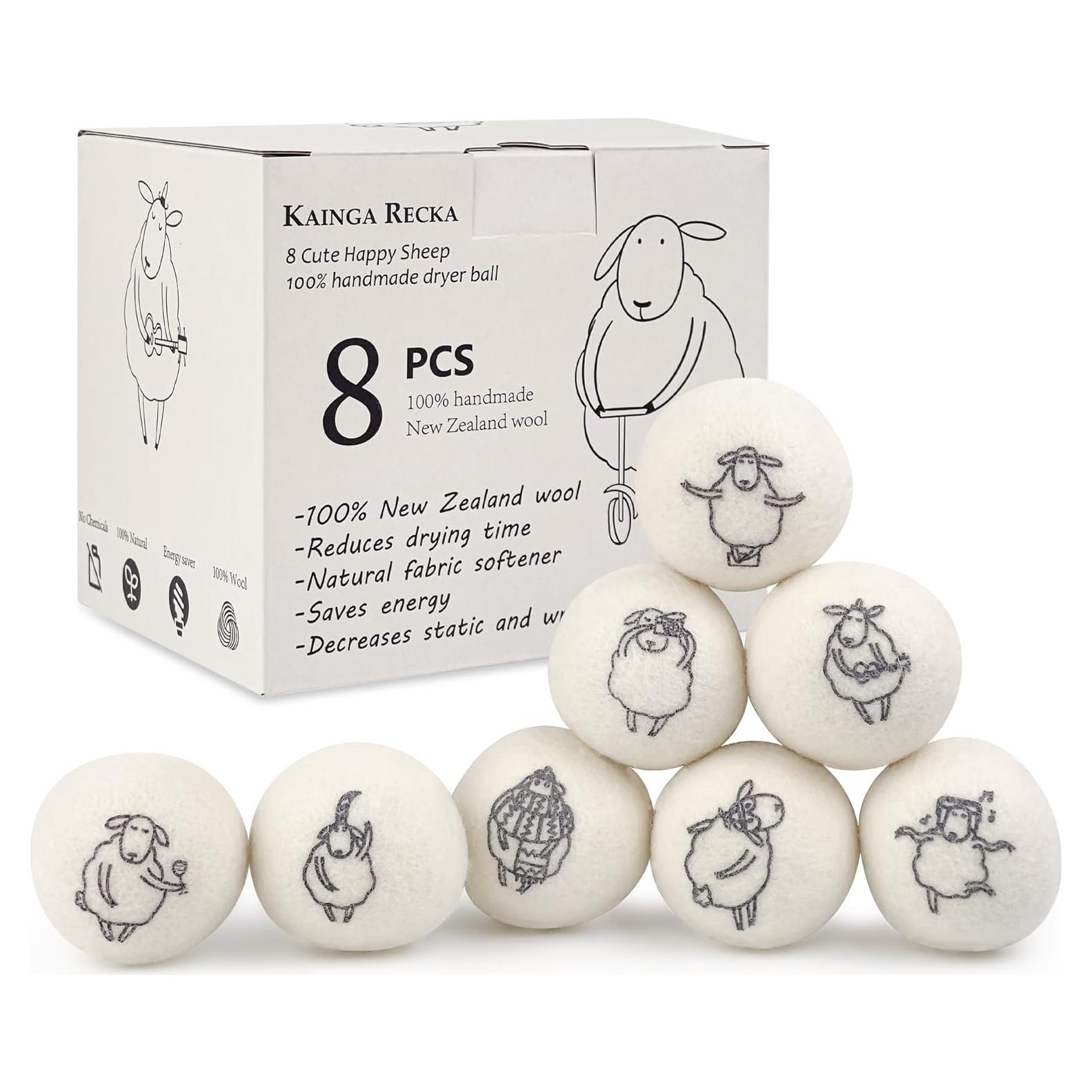 Bolas de Secado de Lana Kainga, 8 Piezas, 100% Natural