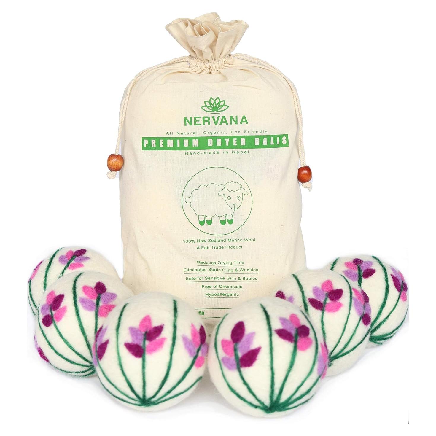 Bolas de Secado de Lana Orgánica Nervana - 6 XL Lavanda Ecológicas