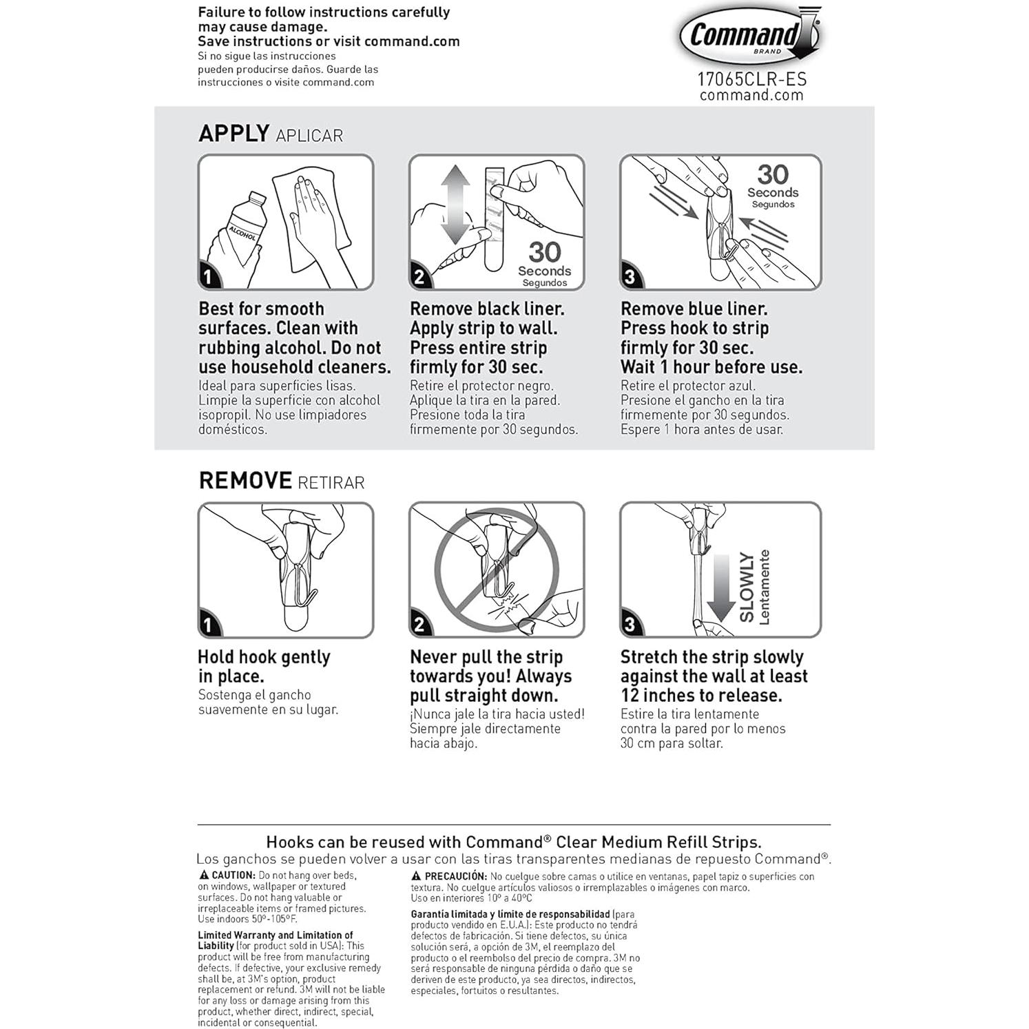 Ganchos de Alambre Transparente Command - 6 Ganchos, Soporta 0.91 kg
