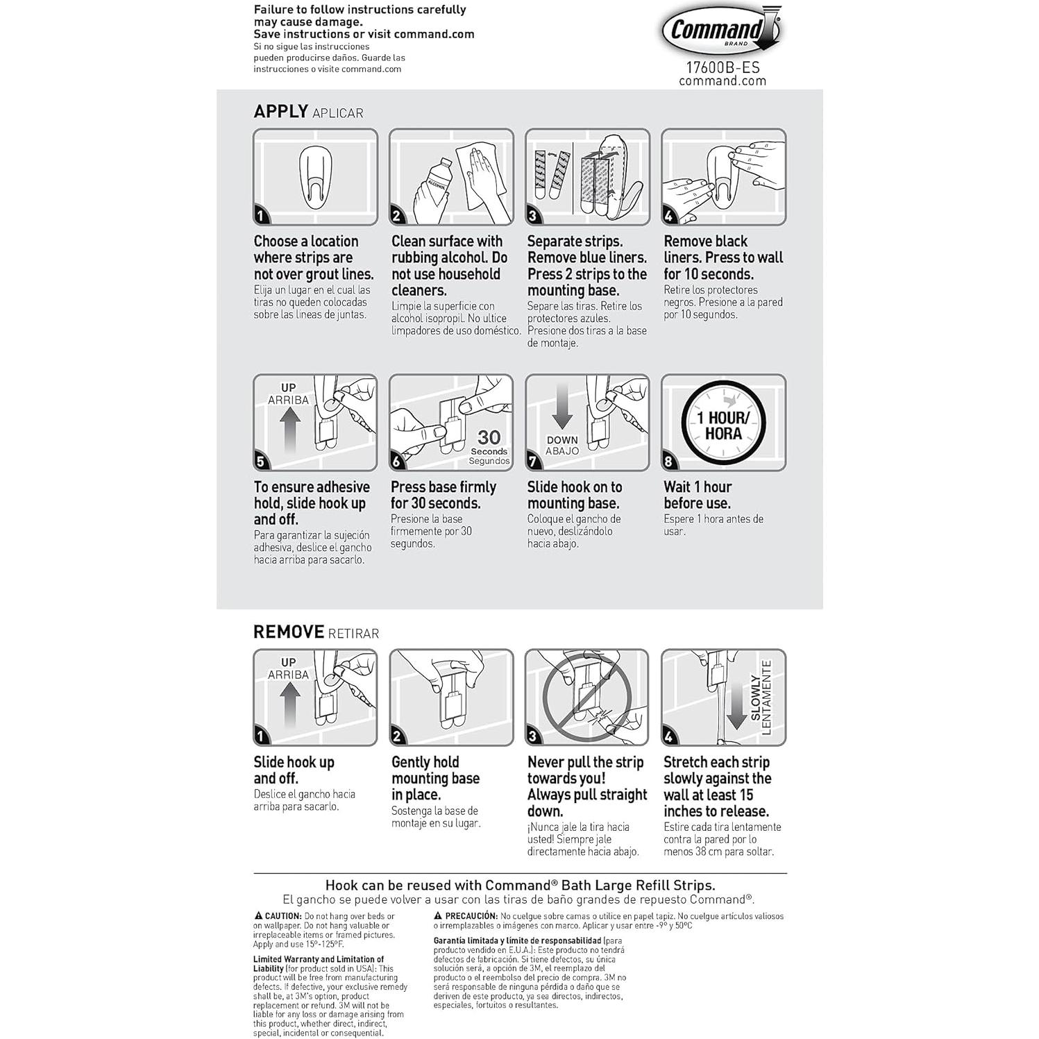 Gancho de Baño Command Jumbo Blanco con 2 Tiras Adhesivas