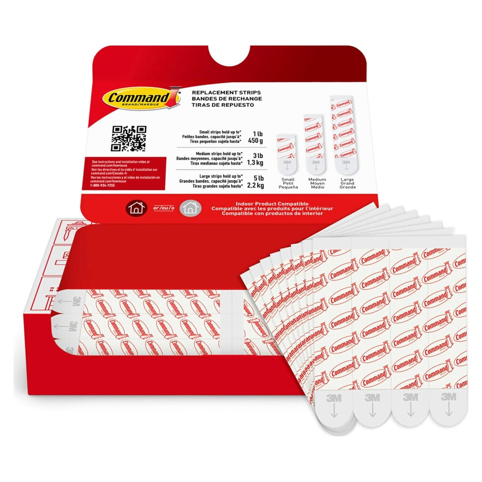 Tiras de Colgado Sin Daño Command 20 Tiras Grandes Blancas