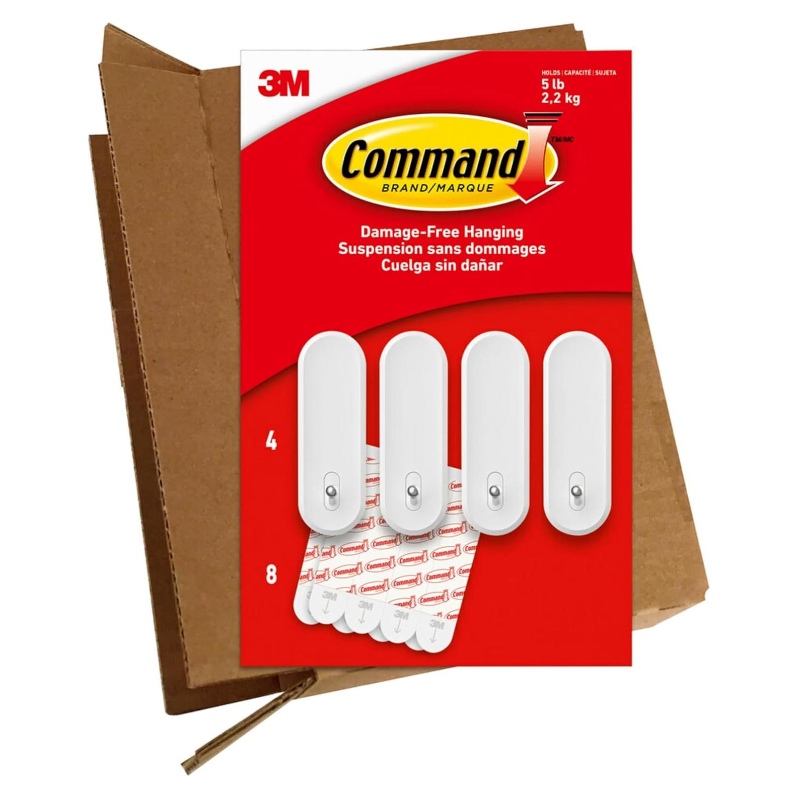 Ganchos de Alambre Command 4 Unidades, Soporta 2.27 kg, Blanco